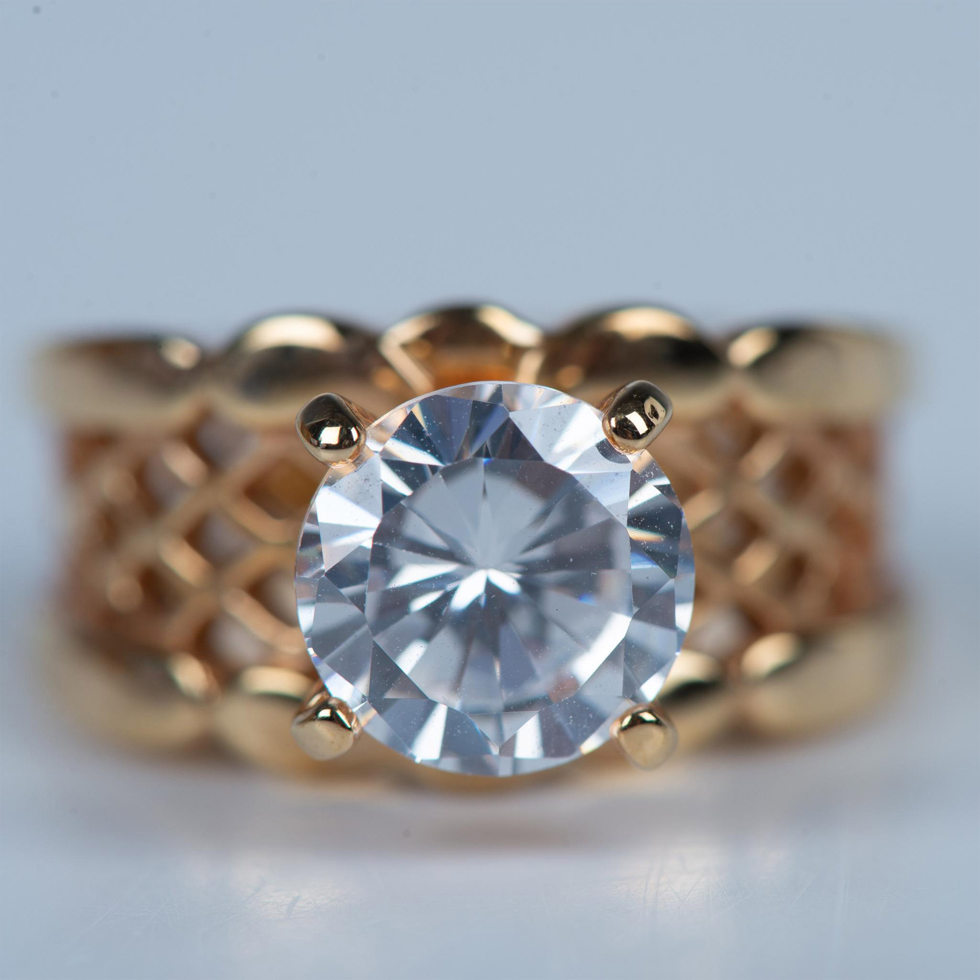 Seta Fancy Gold Metal Cubic Zirconia Ring - Image 2 of 7