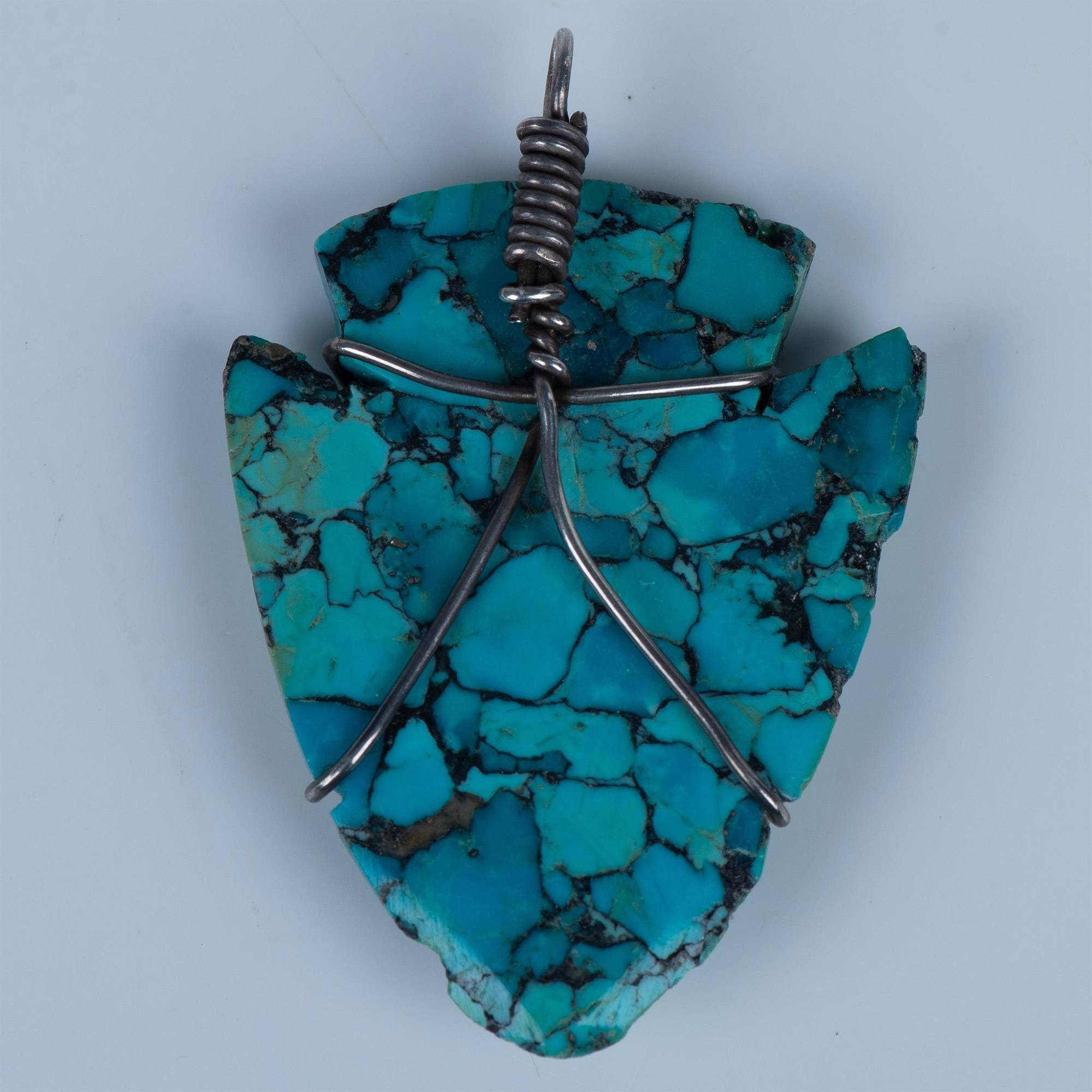 Southwestern Carved Turquoise Arrow Head Pendant - Image 2 of 4