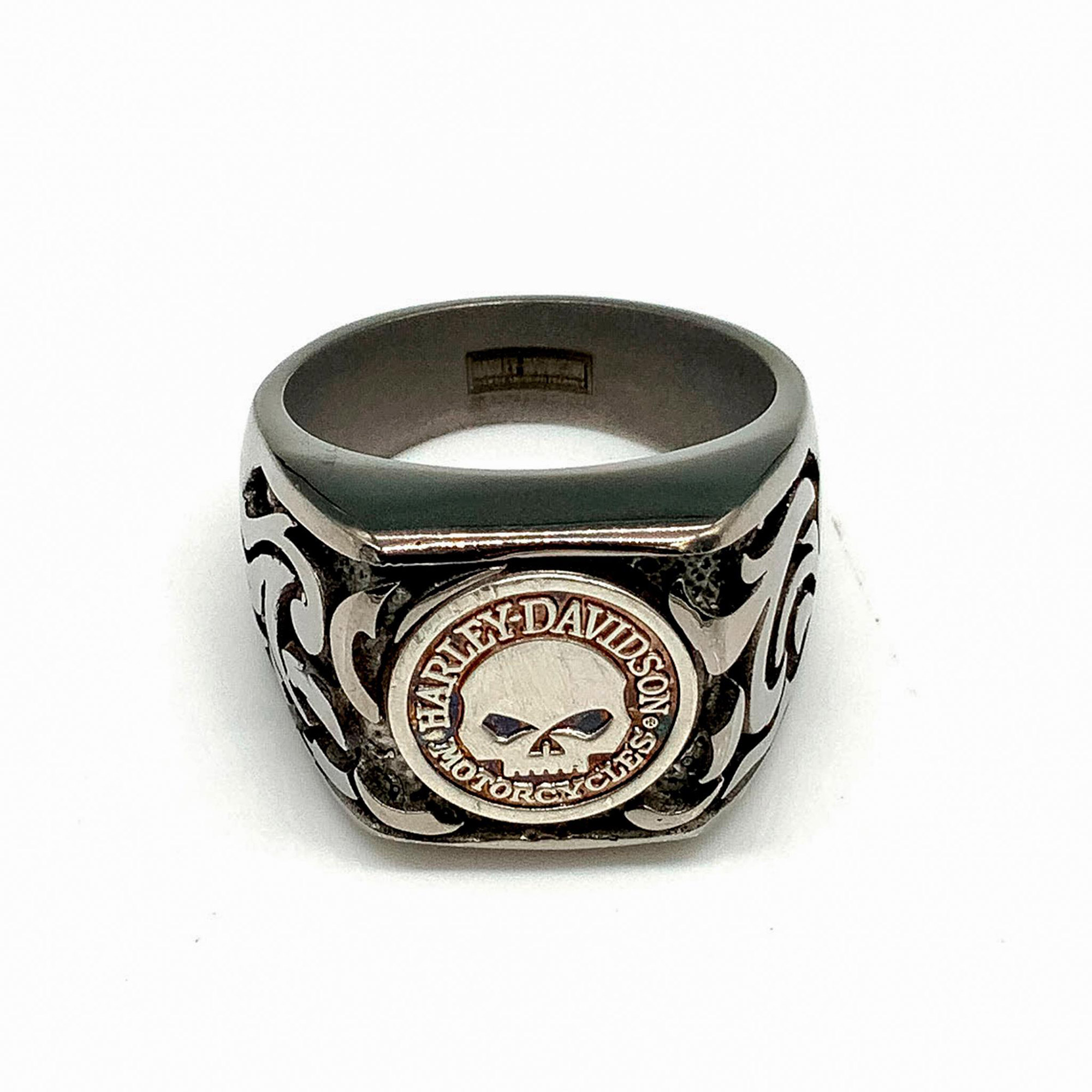 Harley Davidson Titanium & Sterling Silver Skull Biker Ring - Image 2 of 3