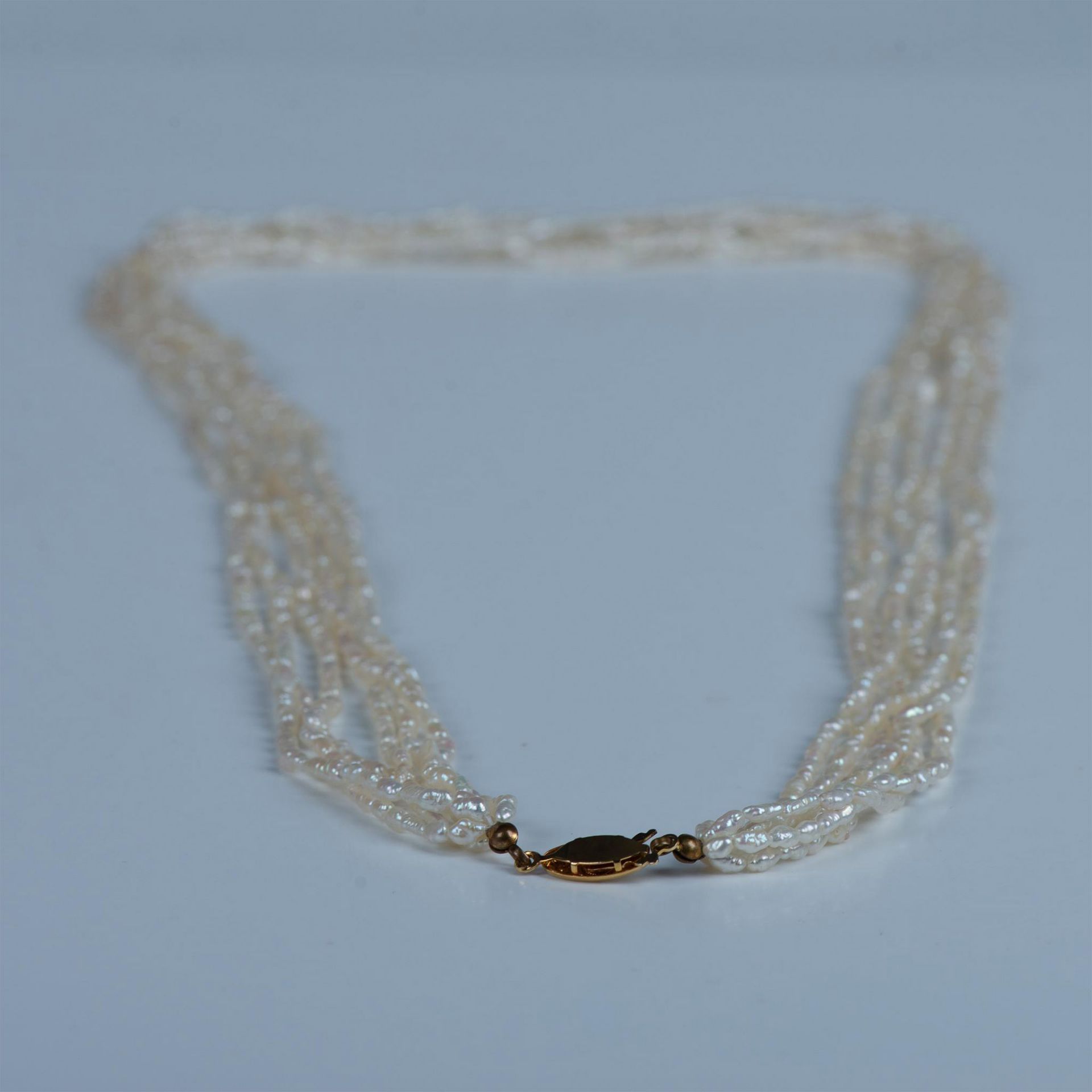 Elegant Long Six-Strand Freshwater Pearl Necklace - Image 5 of 6