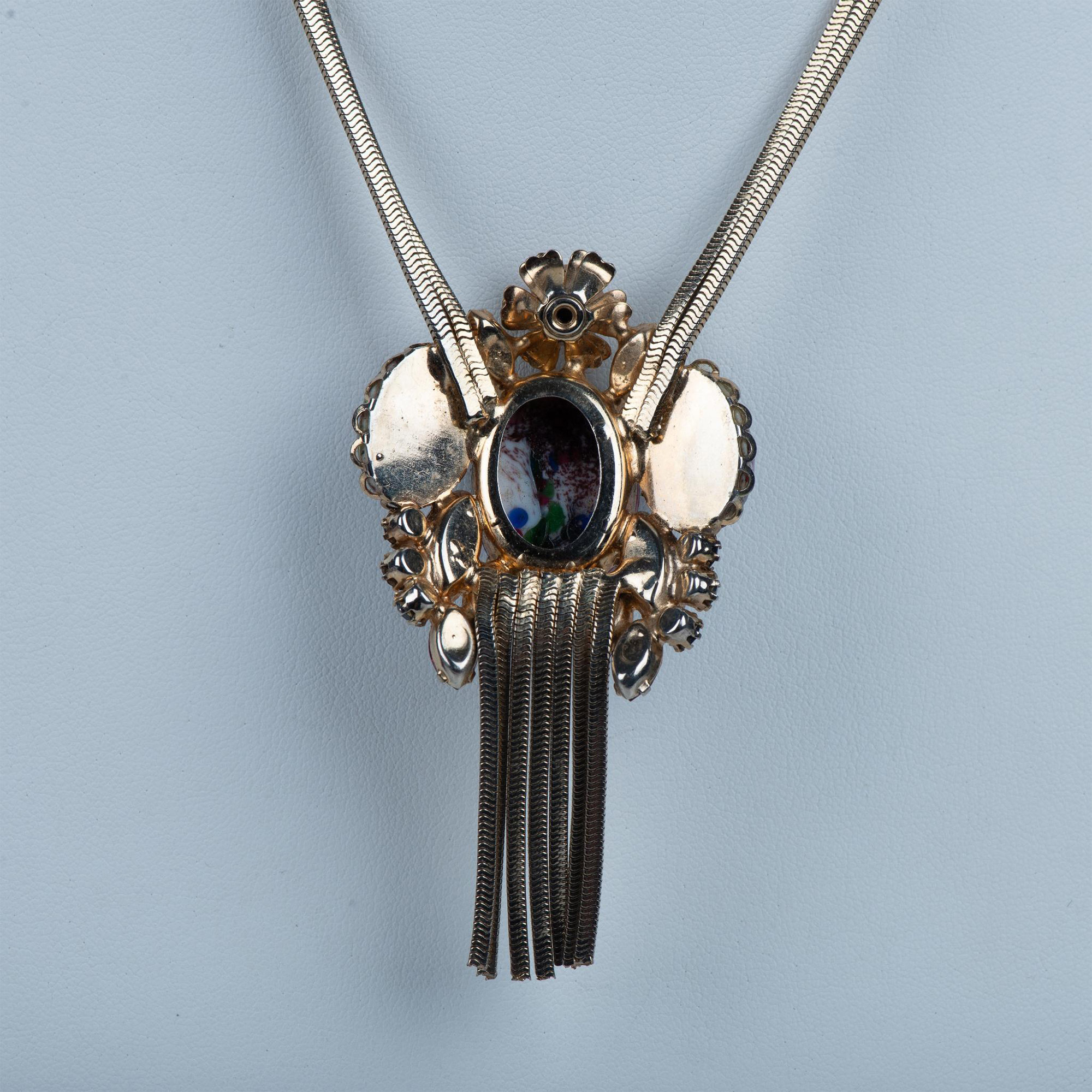 Fabulous Colorful Art Glass & Rhinestone Necklace - Image 5 of 5