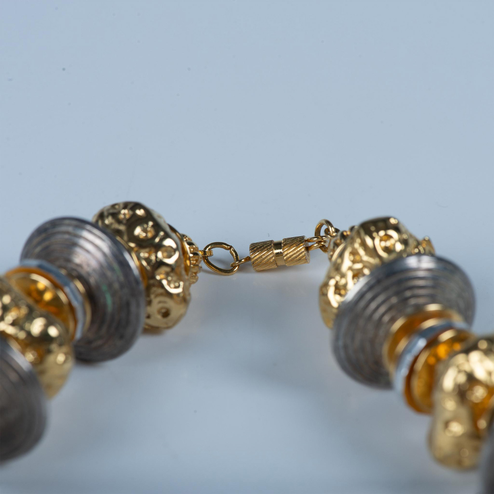 Bold Chunky Silver and Gold Tone Necklace - Image 4 of 5
