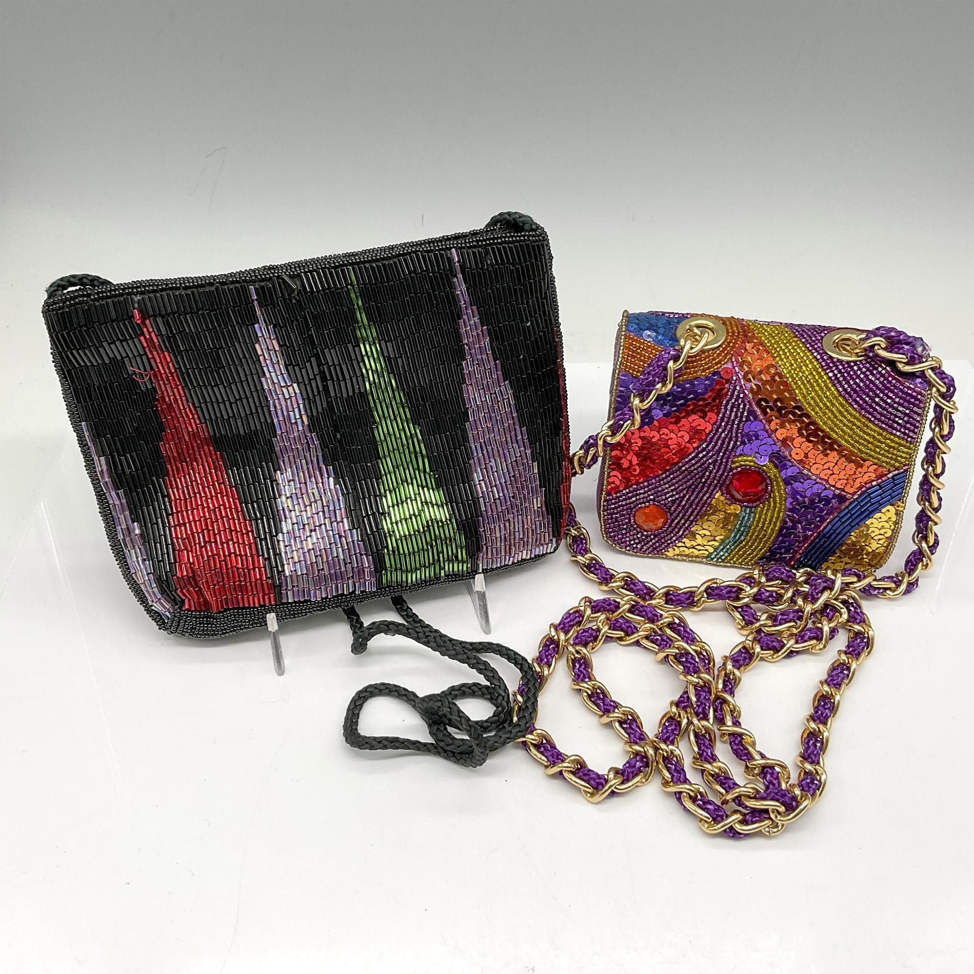 2pc Beaded Evening Shoulder Bags - Image 2 of 2
