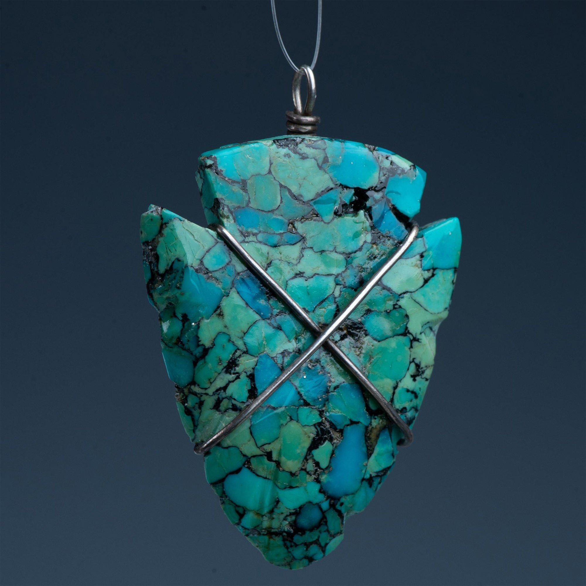 Southwestern Carved Turquoise Arrow Head Pendant - Image 4 of 4