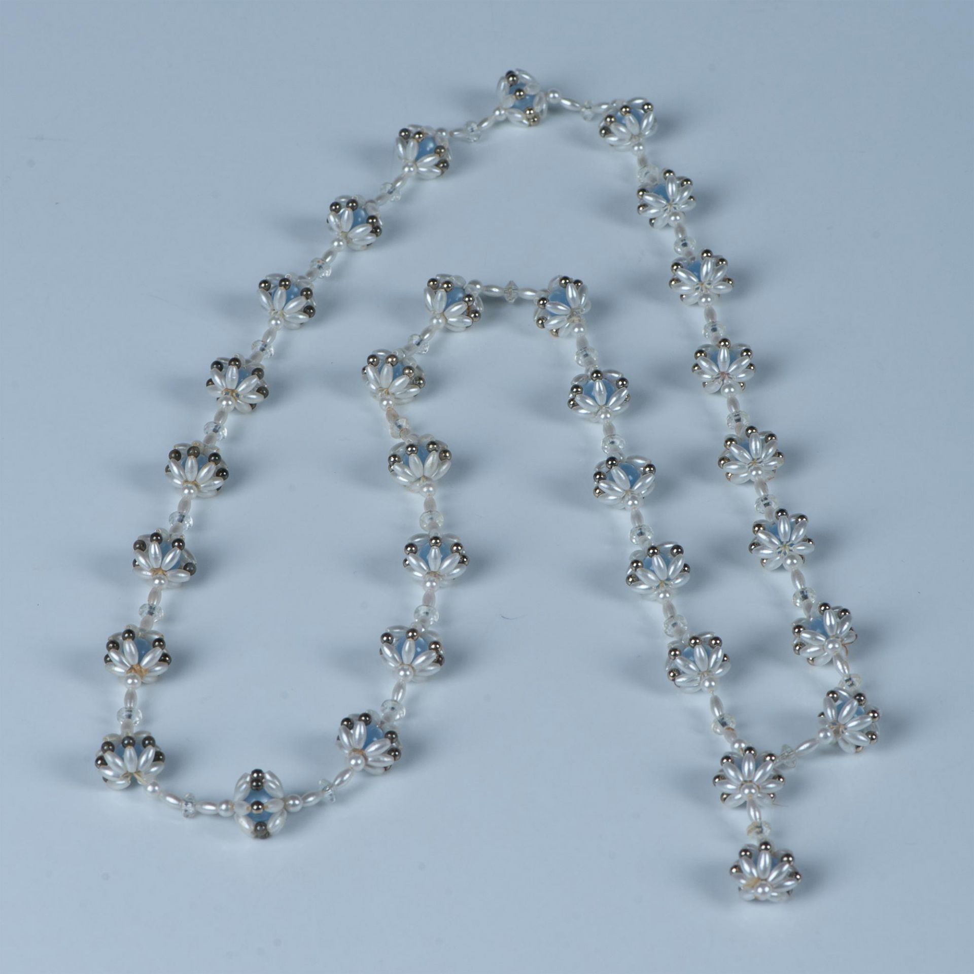 Elegant Long Faux Pearl Bead Cluster Necklace - Image 4 of 5