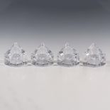 Set of 4 Orrefors Crystal Candle Holders, Pyramid