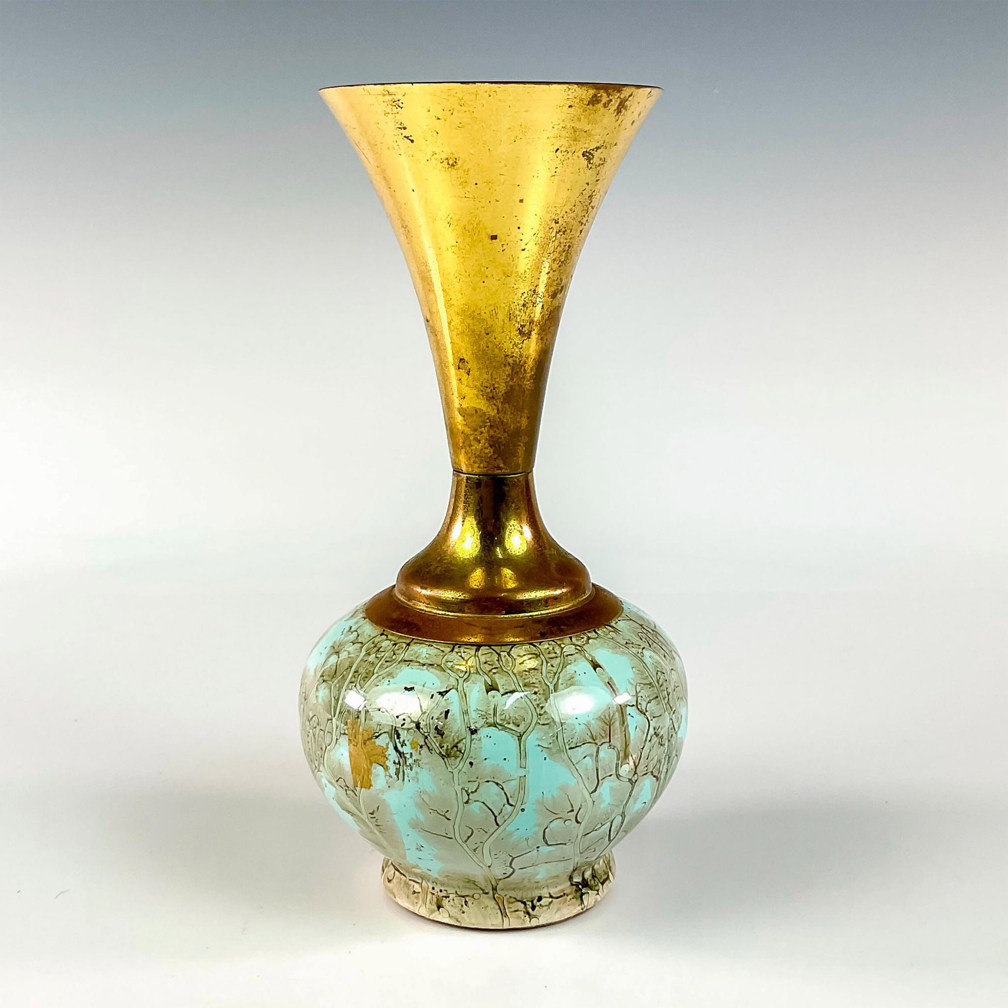 Mid-Century Modern Delft Marbled Glaze Vase - Image 2 of 3