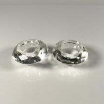 Pair of Diamond Cut Crystal Candleholders, Tealight Gem