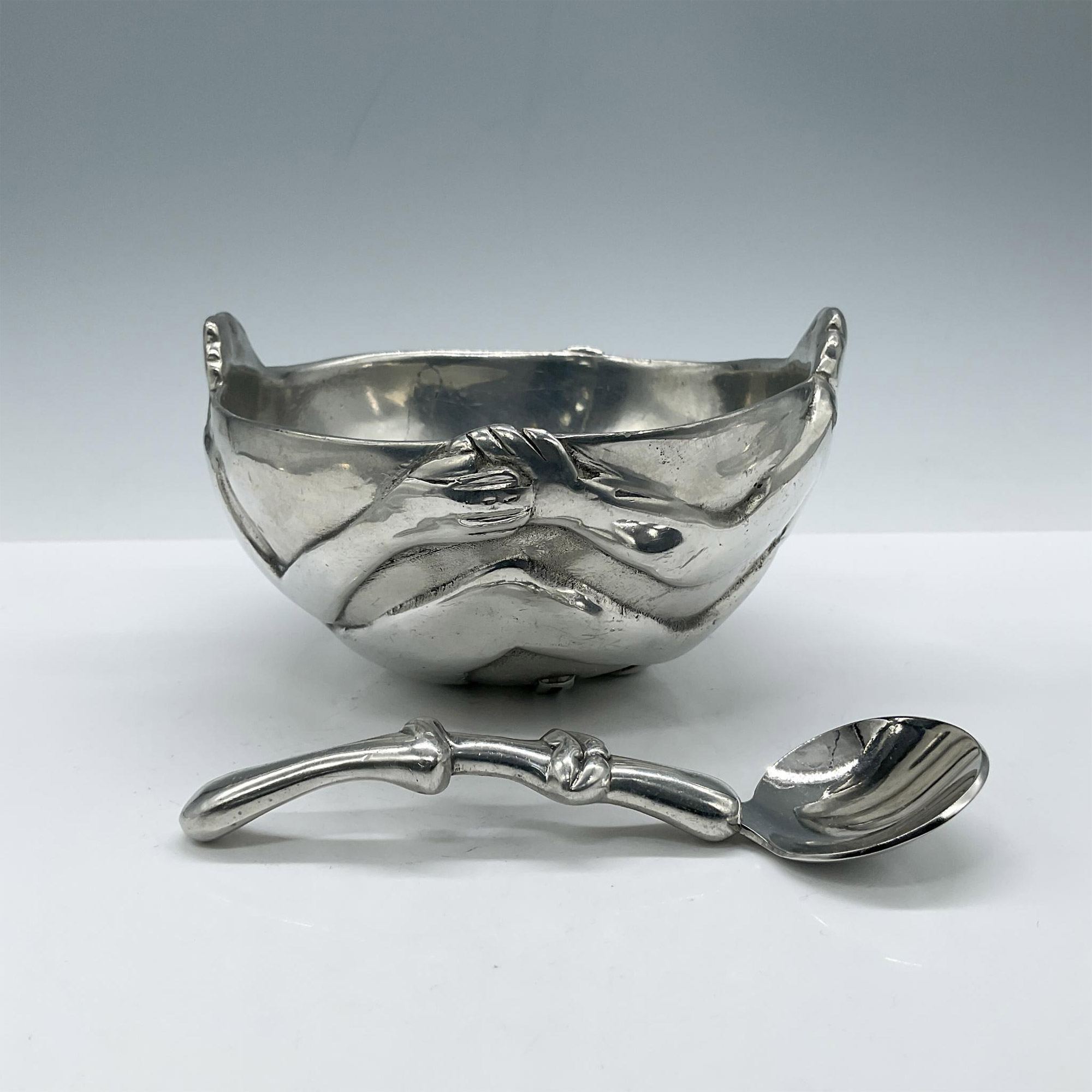 2pc Carrol Boyes Figural Pewter Bowl and Spoon - Image 4 of 5