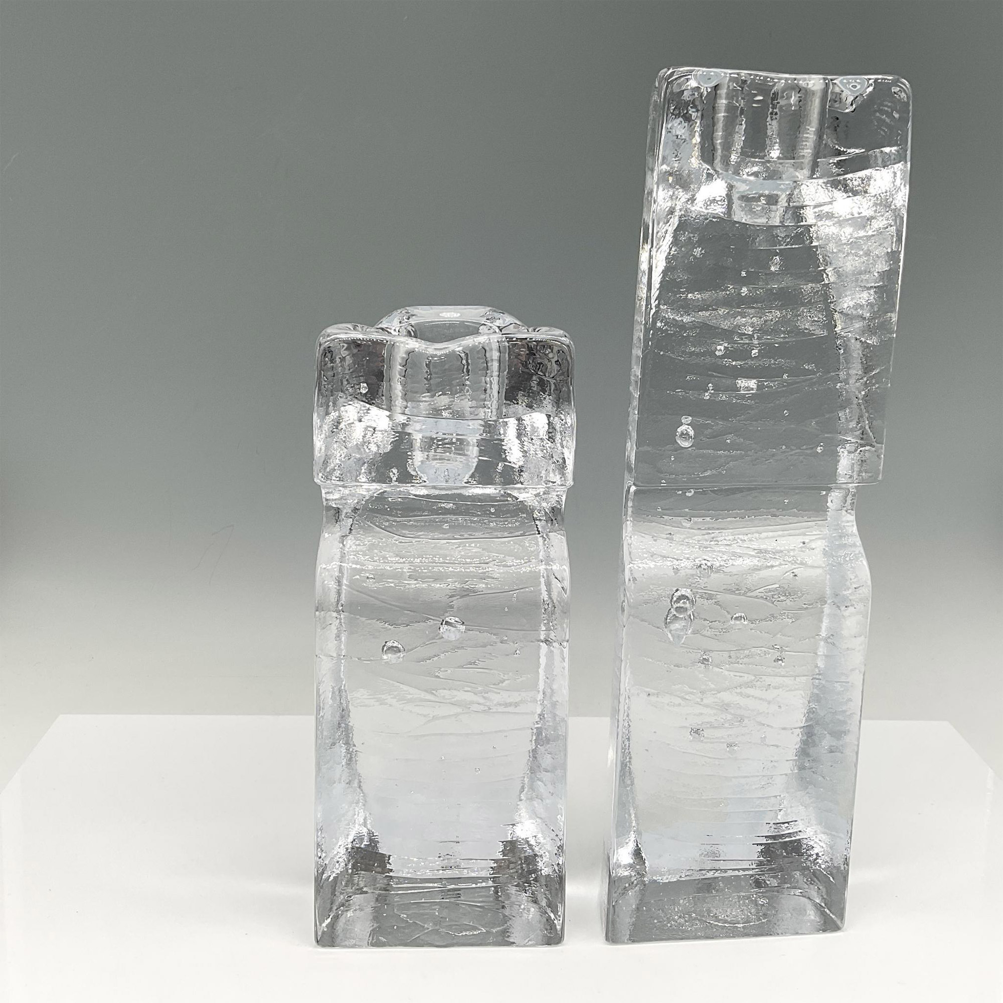 2pc Kosta Boda Crystal Candle Holders, Connect - Image 4 of 5