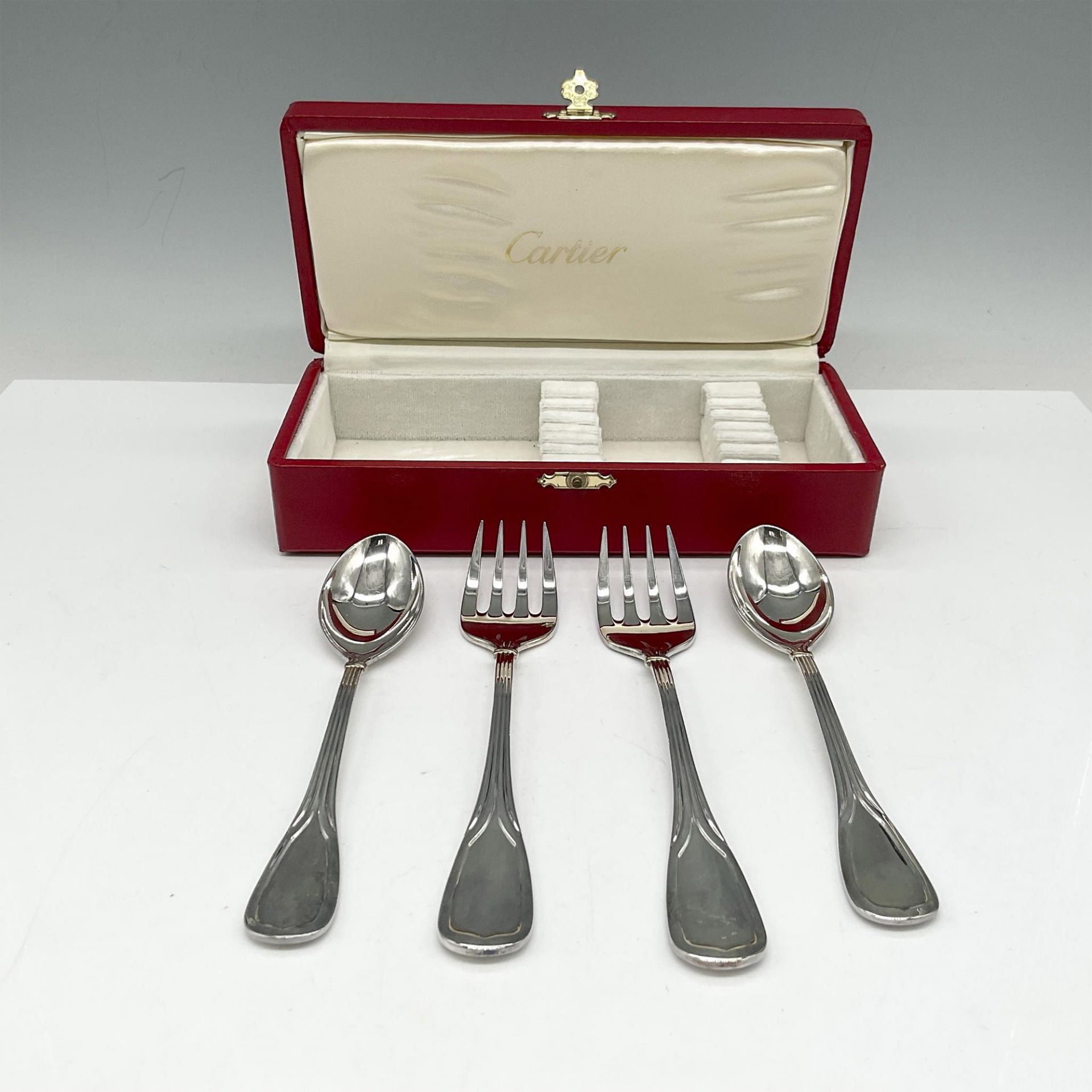Cartier Sterling Silver Spoon and Fork Set, 4 pieces - Bild 2 aus 3