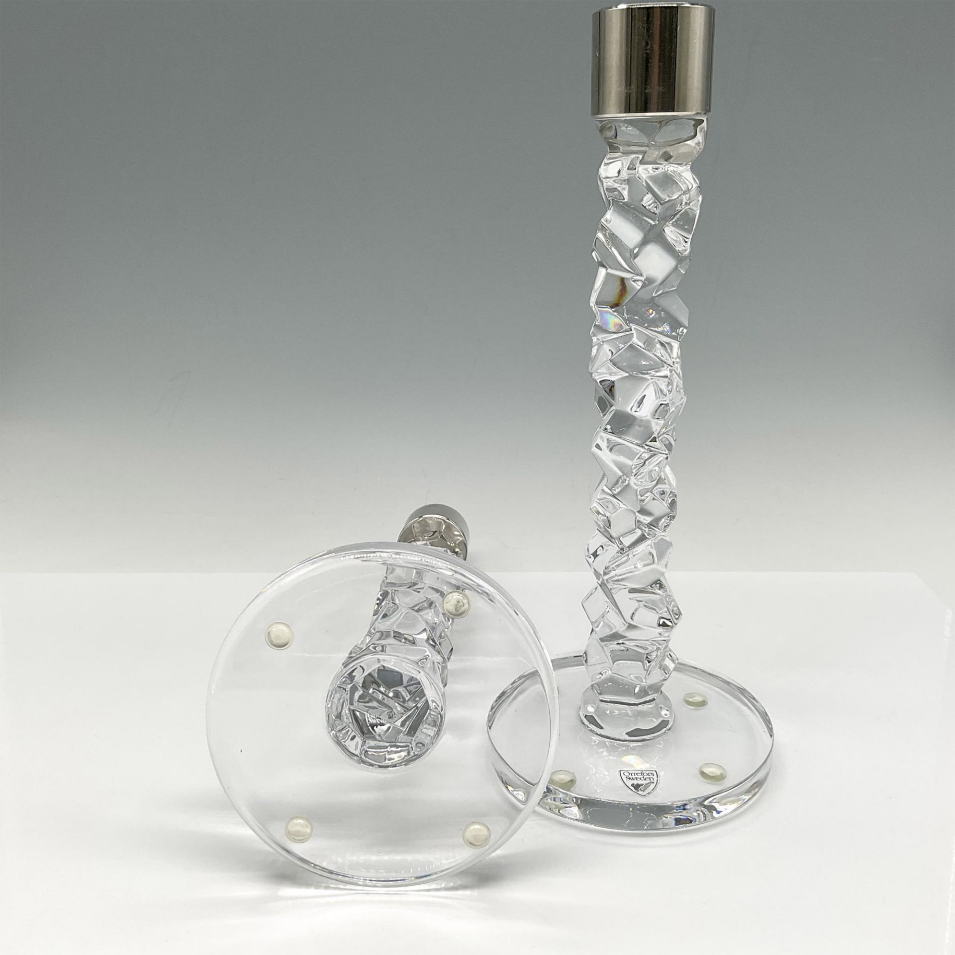 Pair of Orrefors Crystal Candlestick Holders, Carat - Bild 3 aus 3