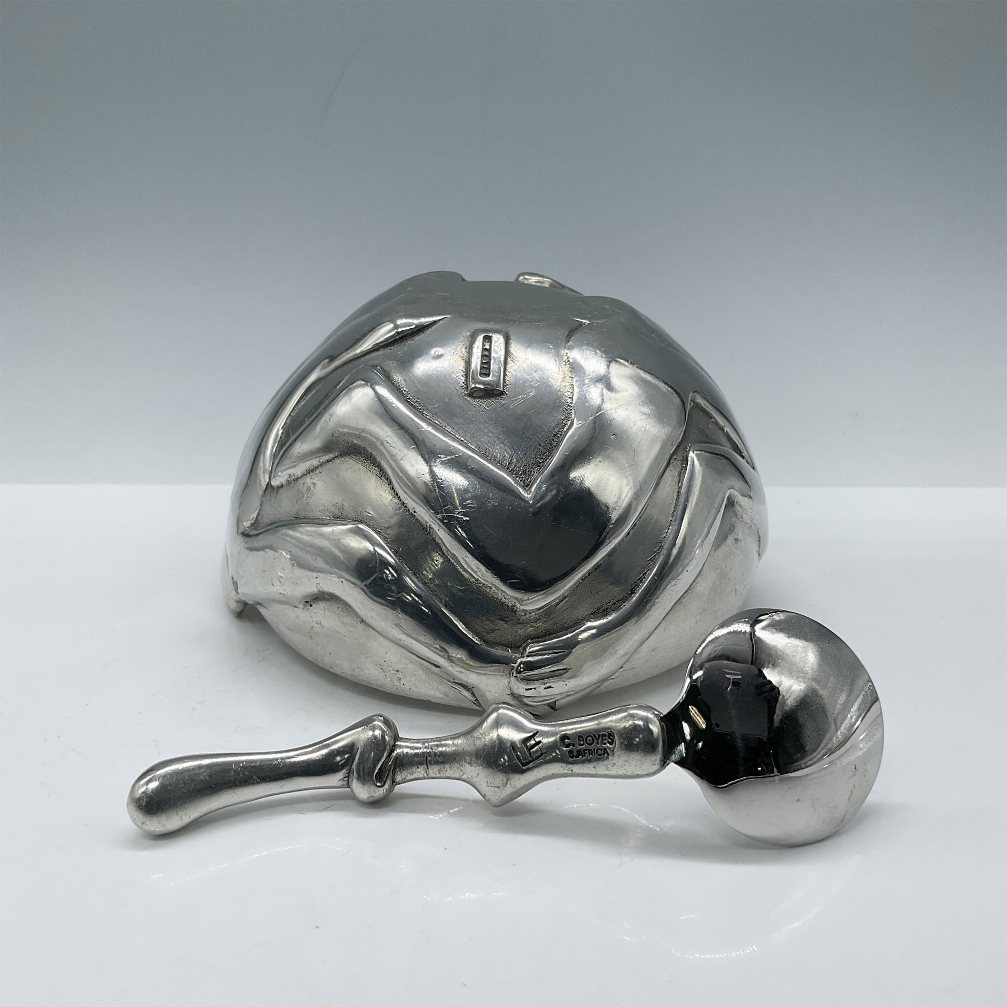 2pc Carrol Boyes Figural Pewter Bowl and Spoon - Image 5 of 5