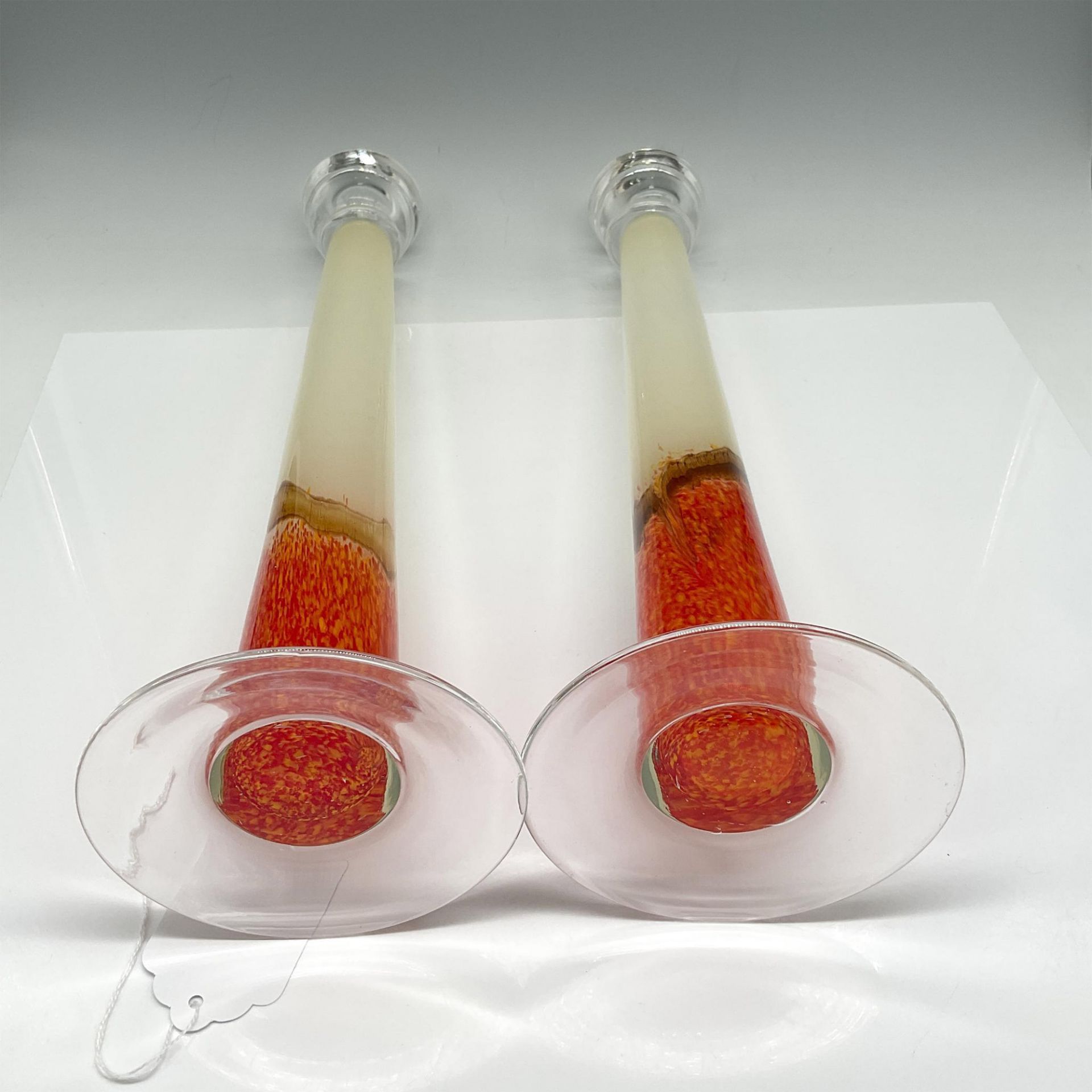 2pc Rare Hand-Blown Art Glass Candle Holders - Bild 4 aus 4