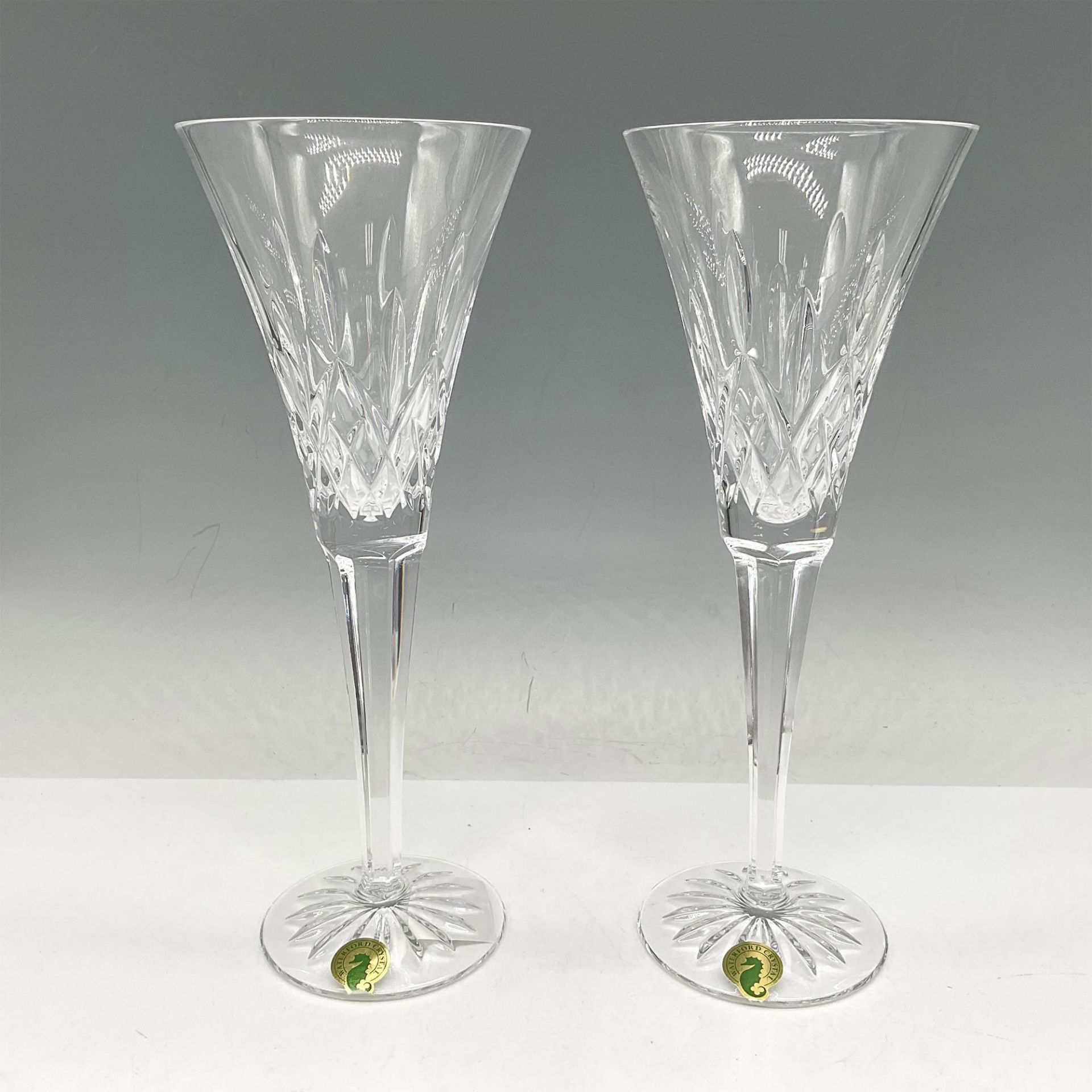 Pair of Waterford Crystal Toasting Flutes, Lismore