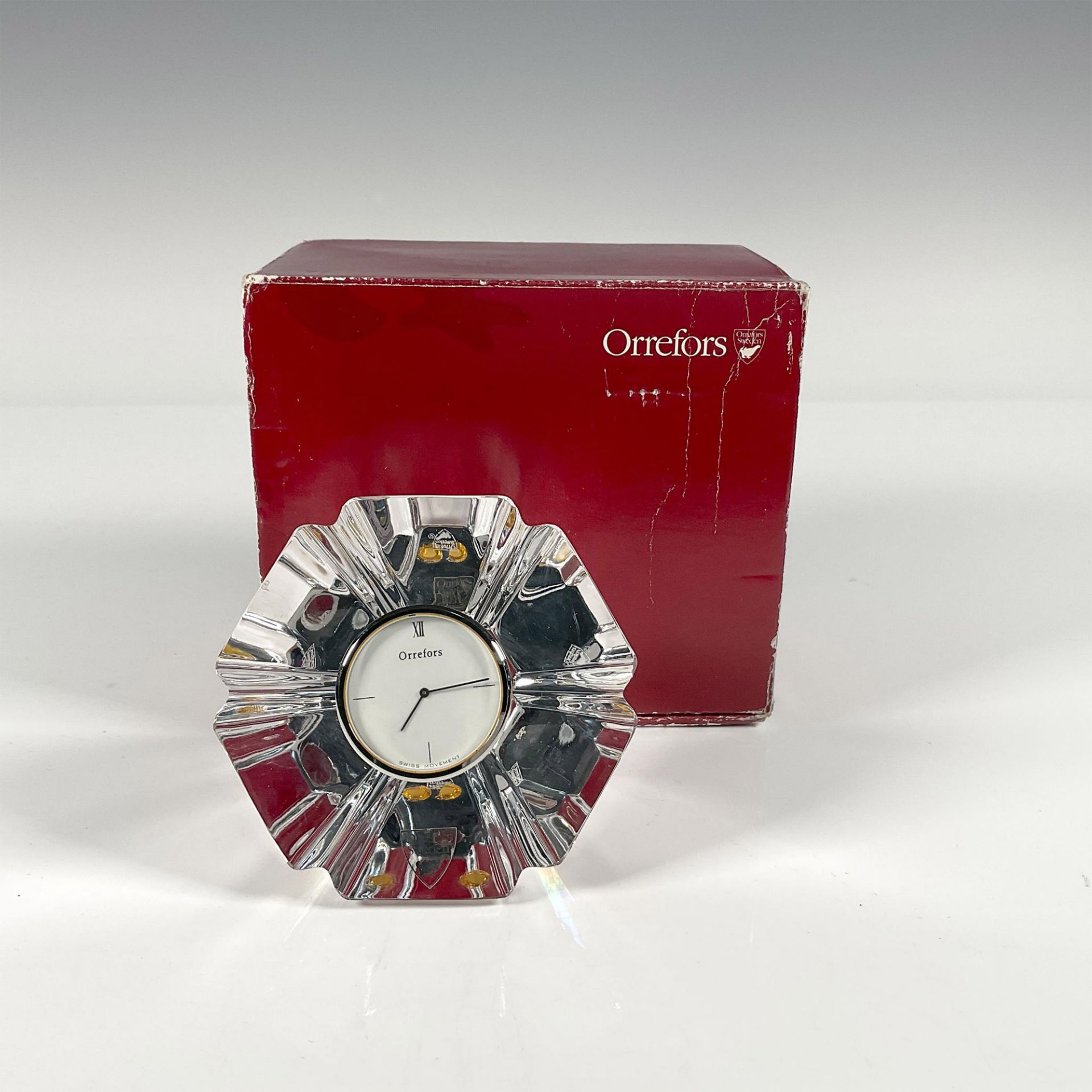 Orrefors Crystal Desk Clock, Orion Swiss Movement - Bild 4 aus 4