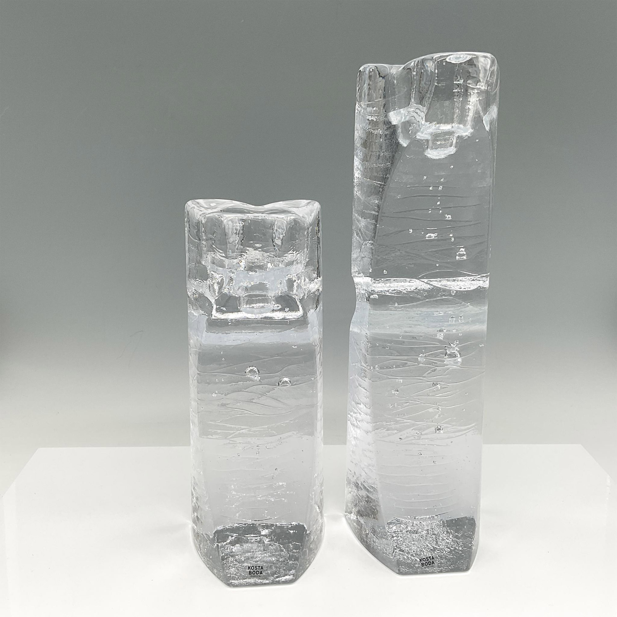 2pc Kosta Boda Crystal Candle Holders, Connect - Image 3 of 5