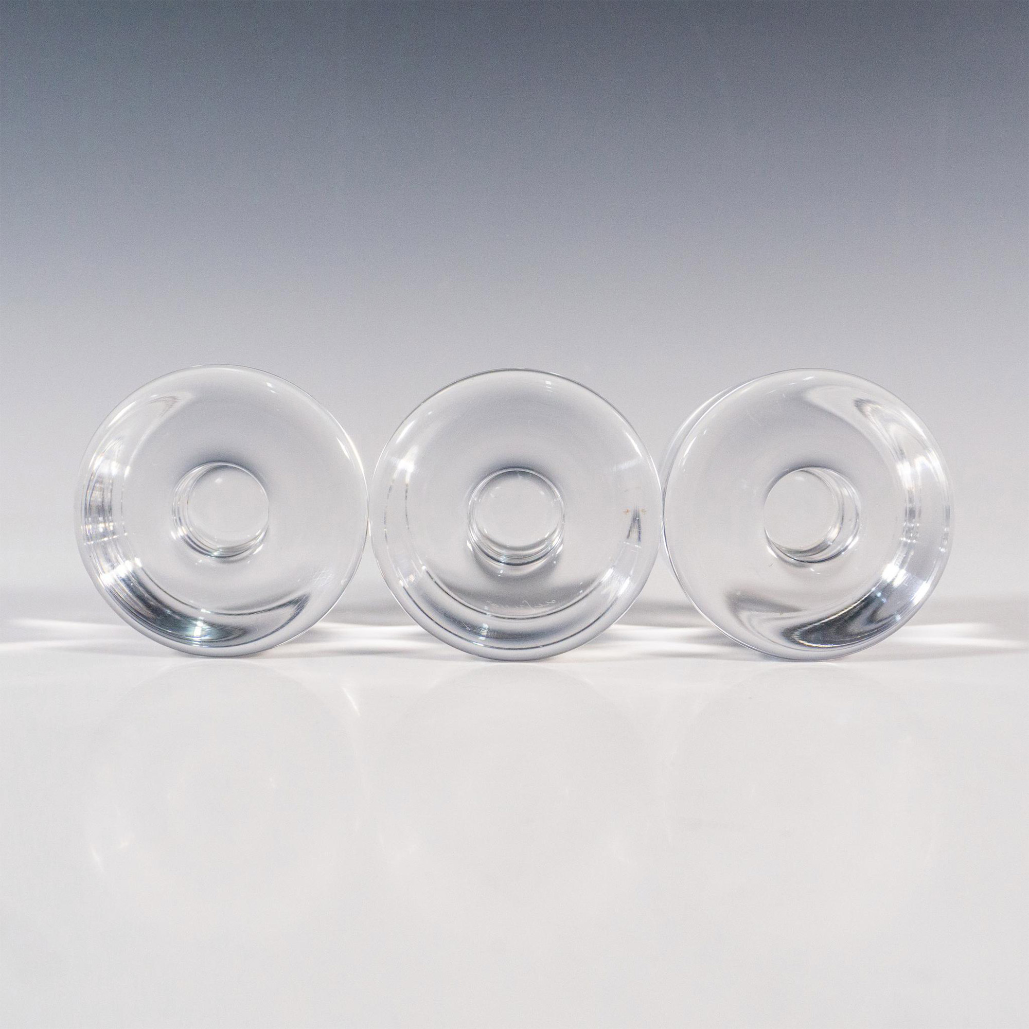3pc Orrefors Crystal Candle Holders, Puck Votive - Image 3 of 3