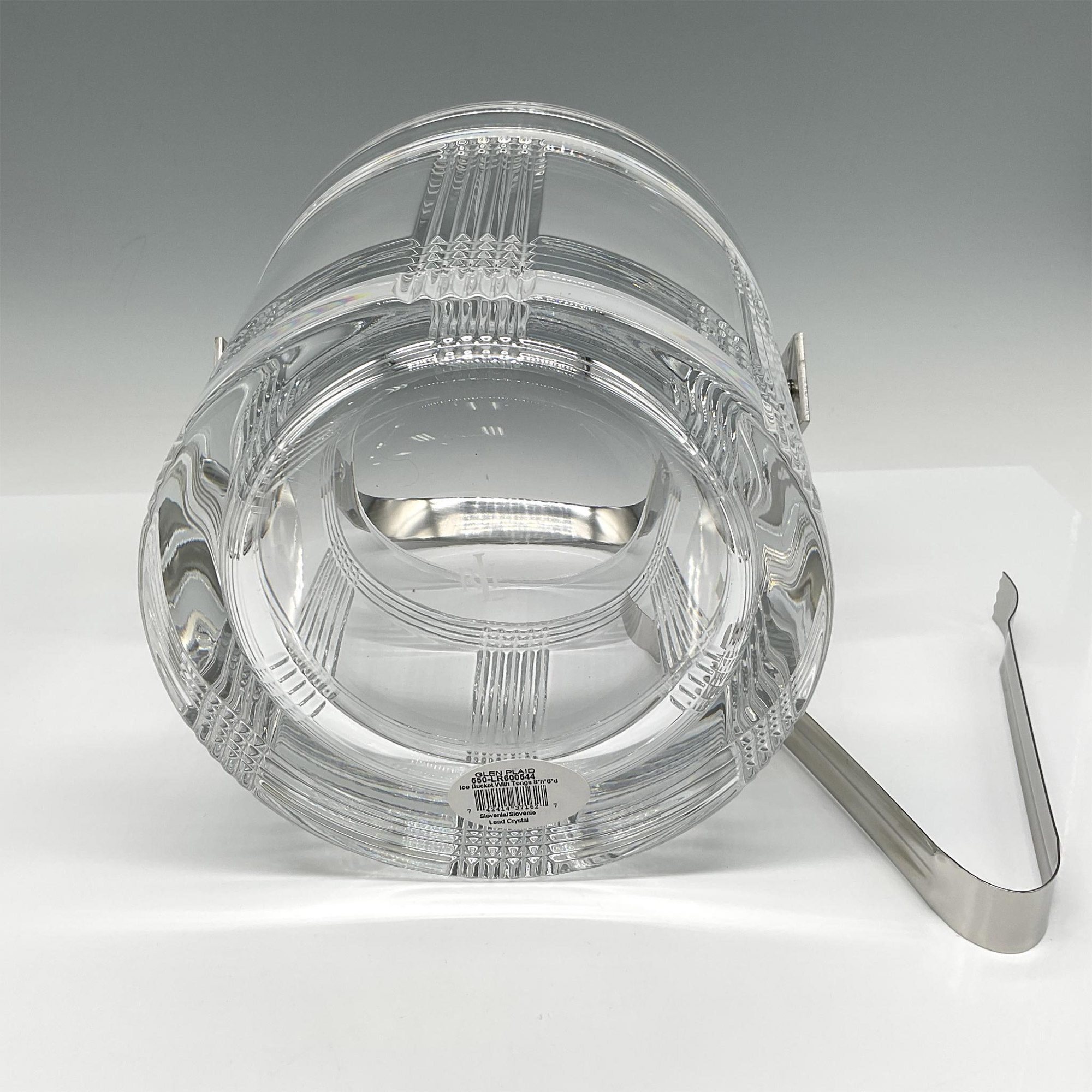 Ralph Lauren Crystal Ice Bucket + Tongs, Glen Plaid - Image 3 of 4