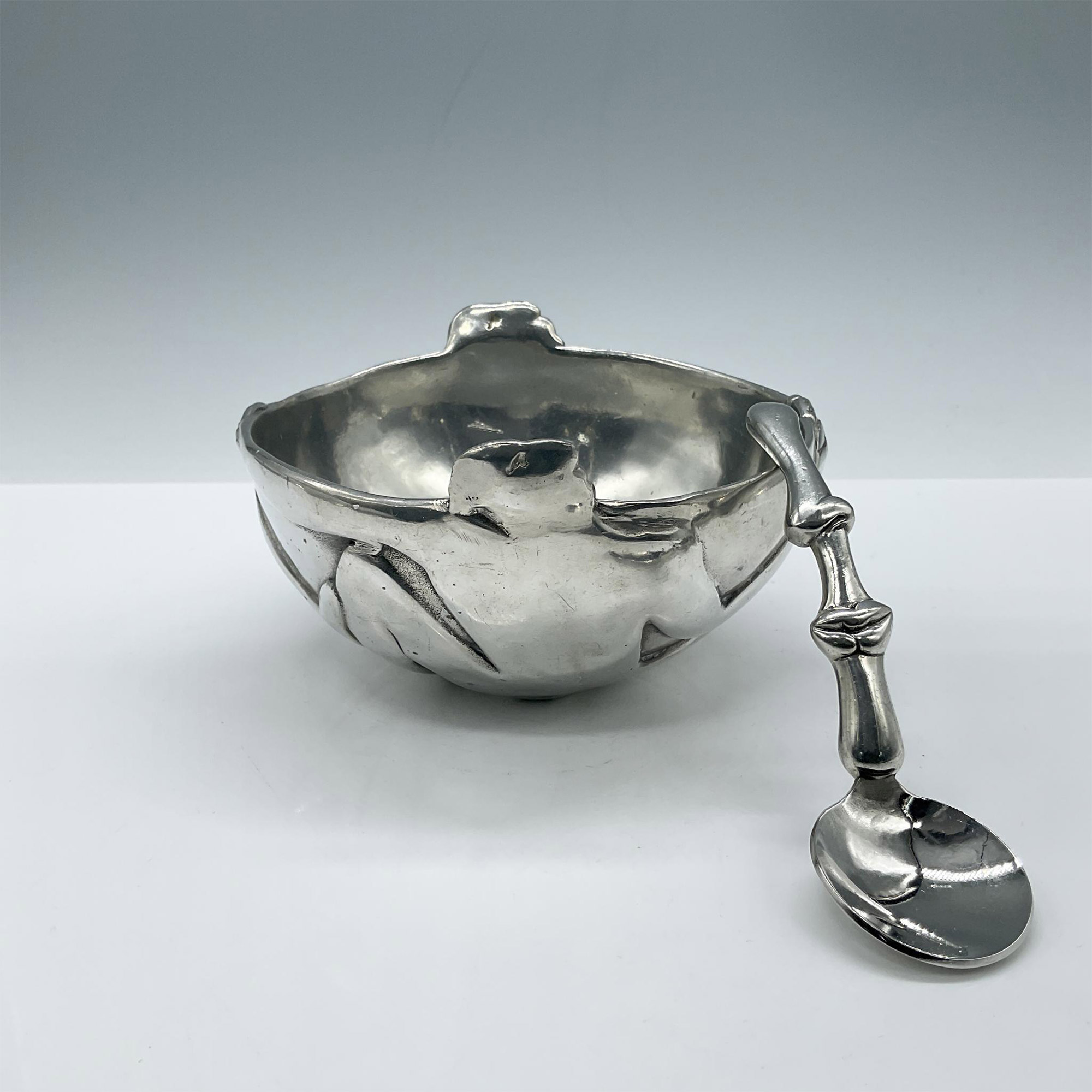2pc Carrol Boyes Figural Pewter Bowl and Spoon - Image 2 of 5