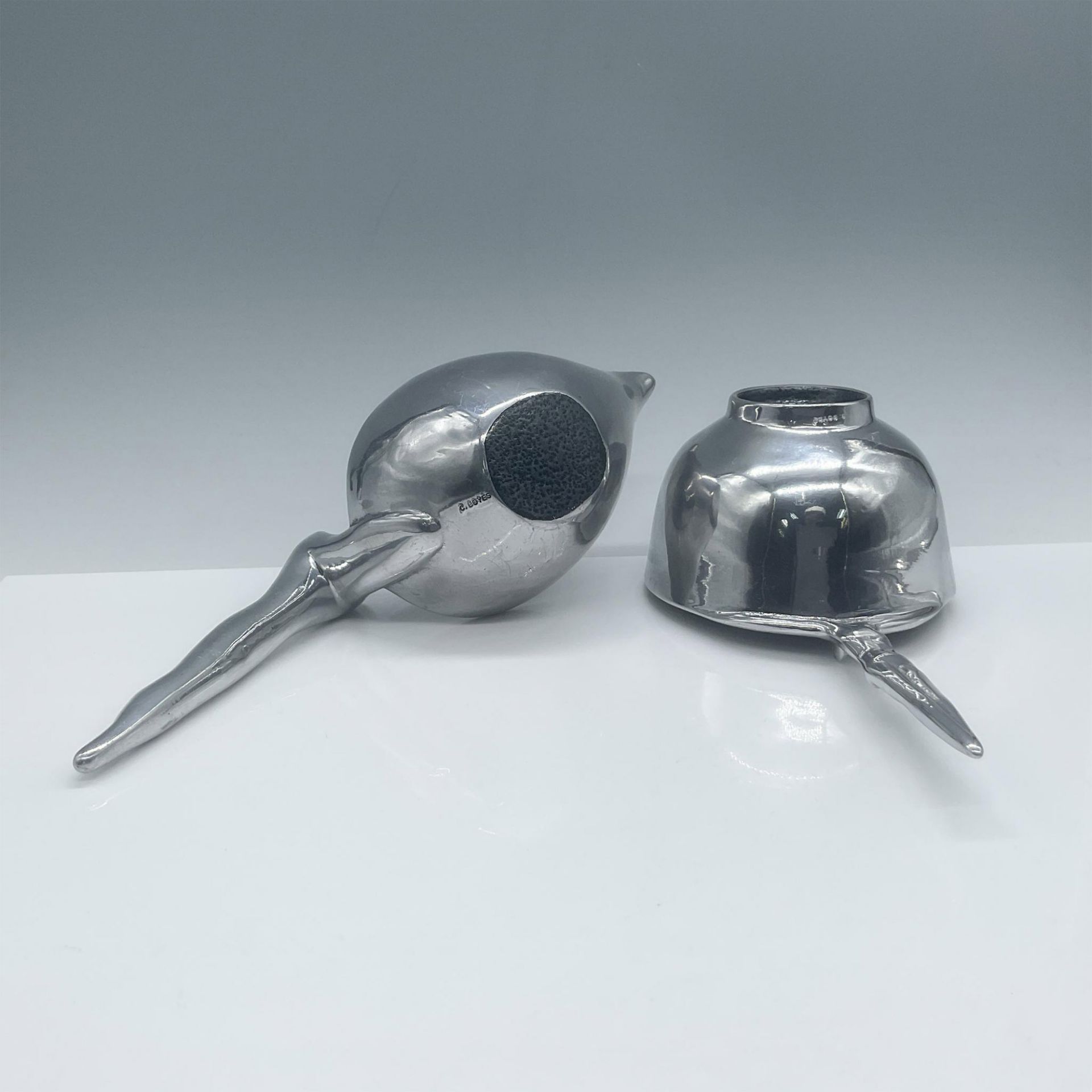 2pc Carrol Boyes Aluminum Sauce Boat and Bowl, Acrobats - Image 4 of 6