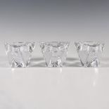 3pc Orrefors Crystal Candle Holders, Triangular Gem