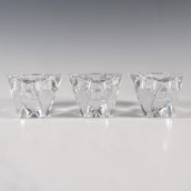 3pc Orrefors Crystal Candle Holders, Triangular Gem
