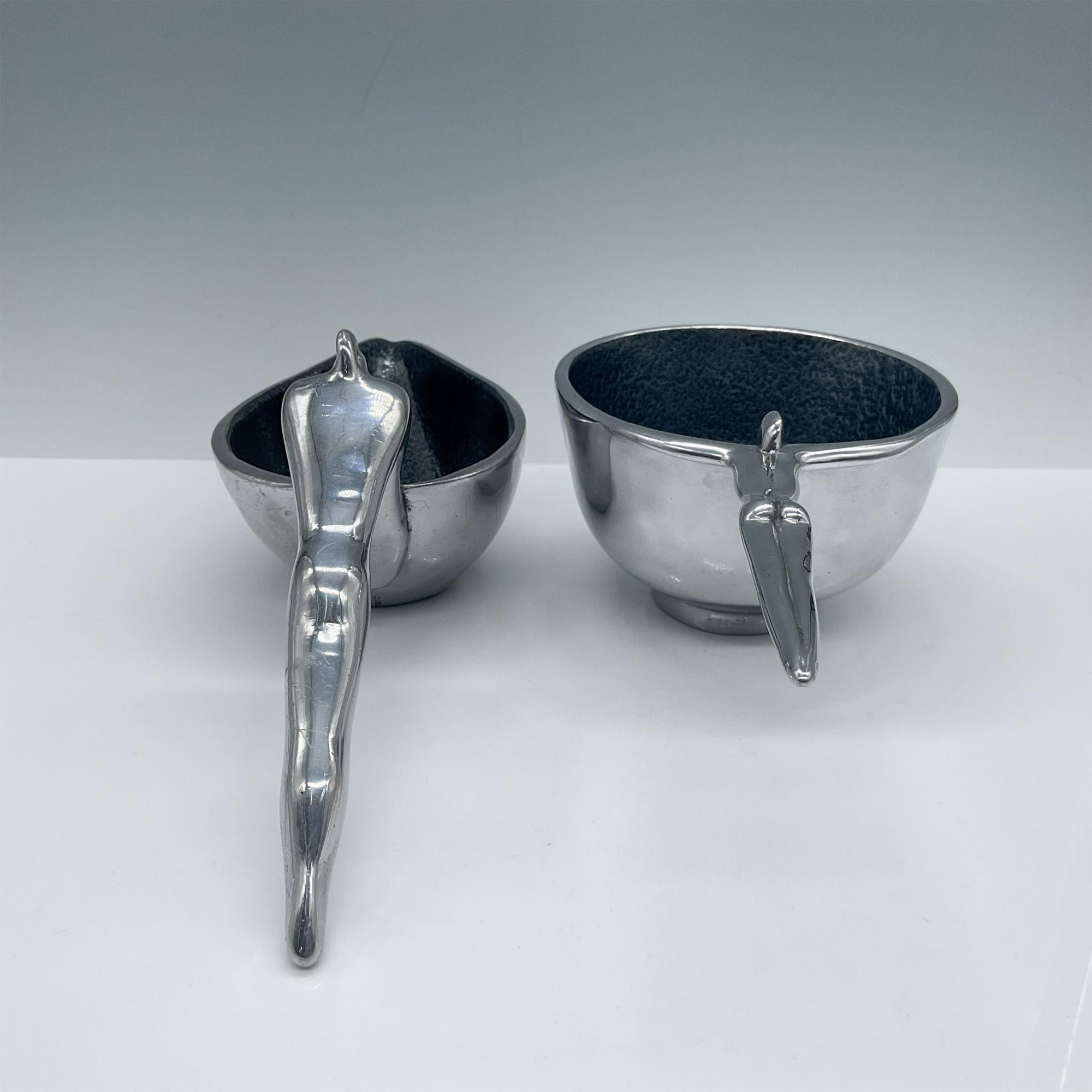 2pc Carrol Boyes Aluminum Sauce Boat and Bowl, Acrobats - Image 2 of 6