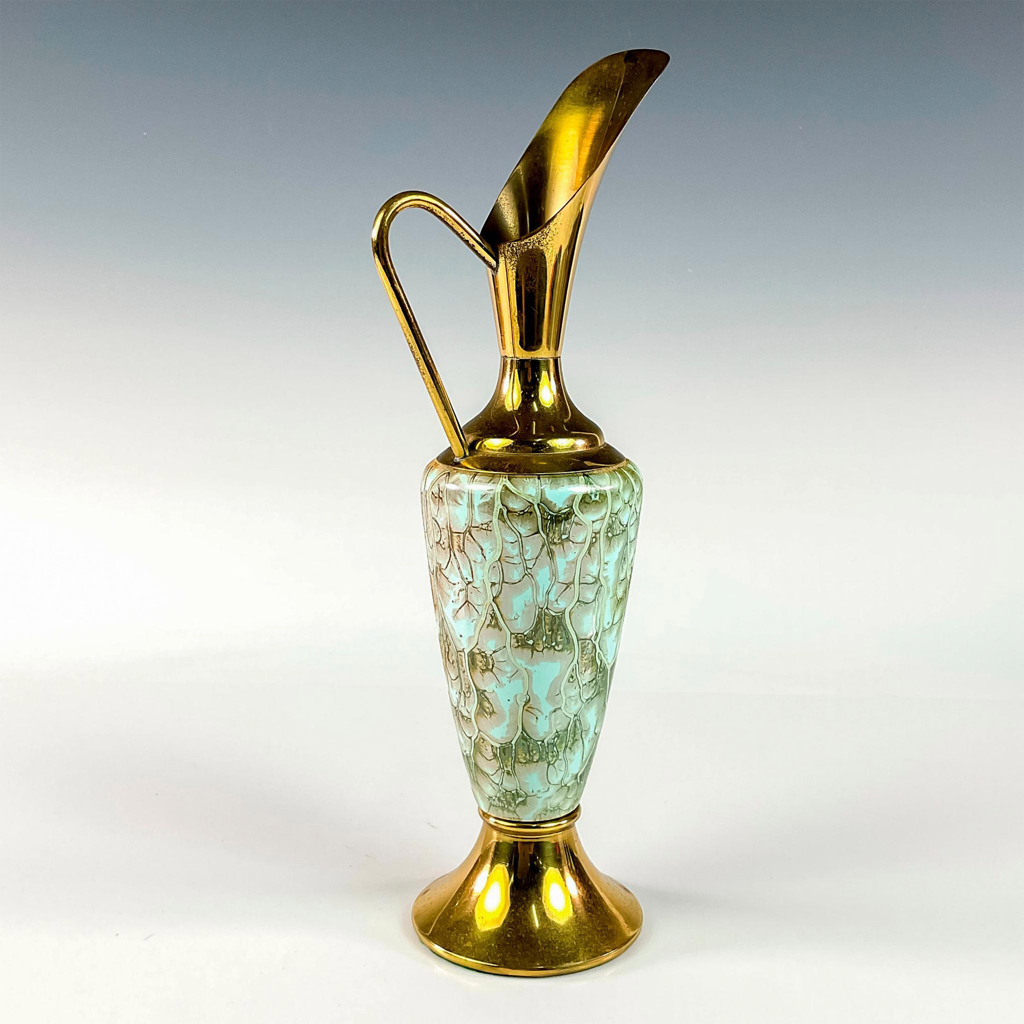 Mid-Century Delft Hand Painted Porcelain Pitcher Ewer Vase - Image 2 of 3
