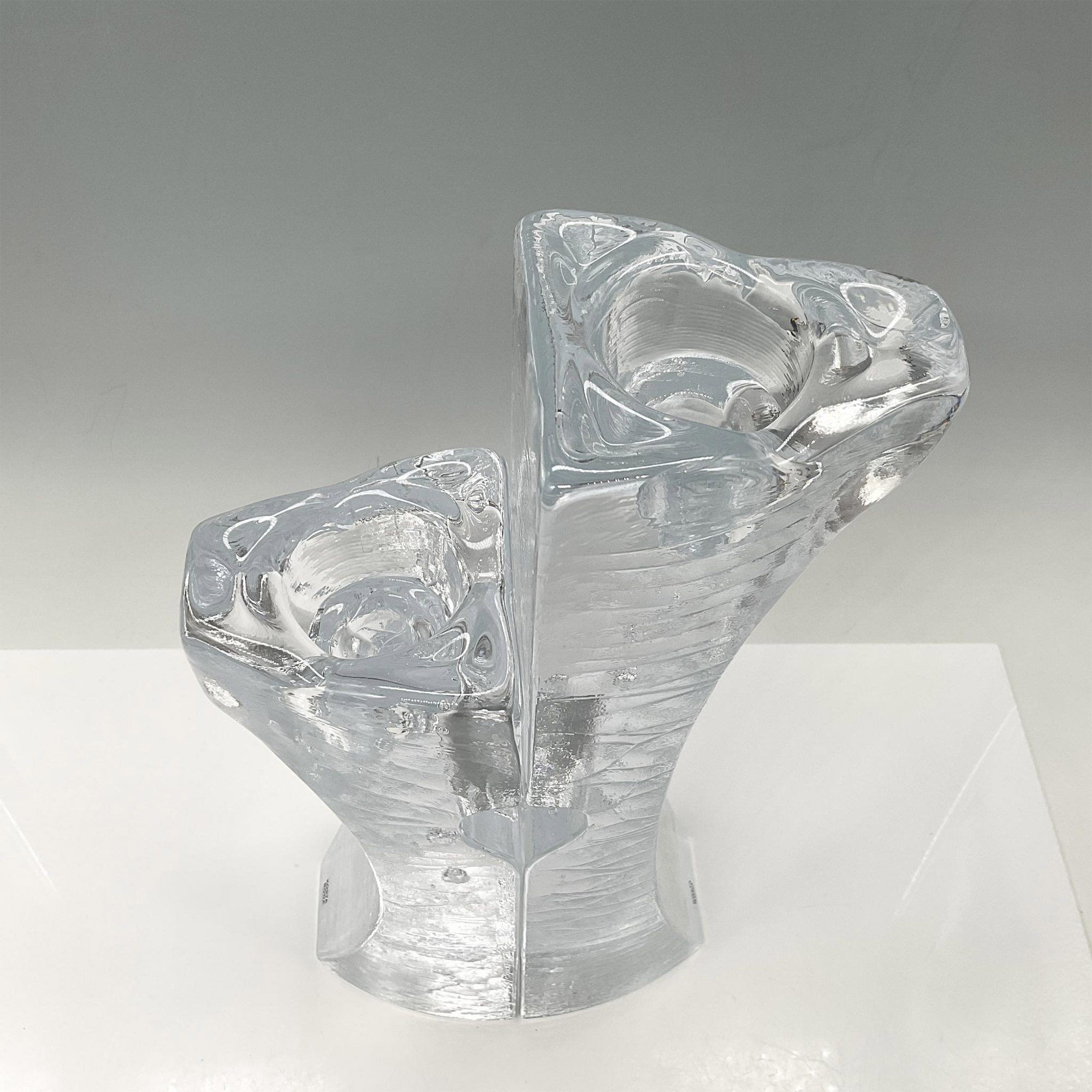 2pc Kosta Boda Crystal Candle Holders, Connect - Image 2 of 5