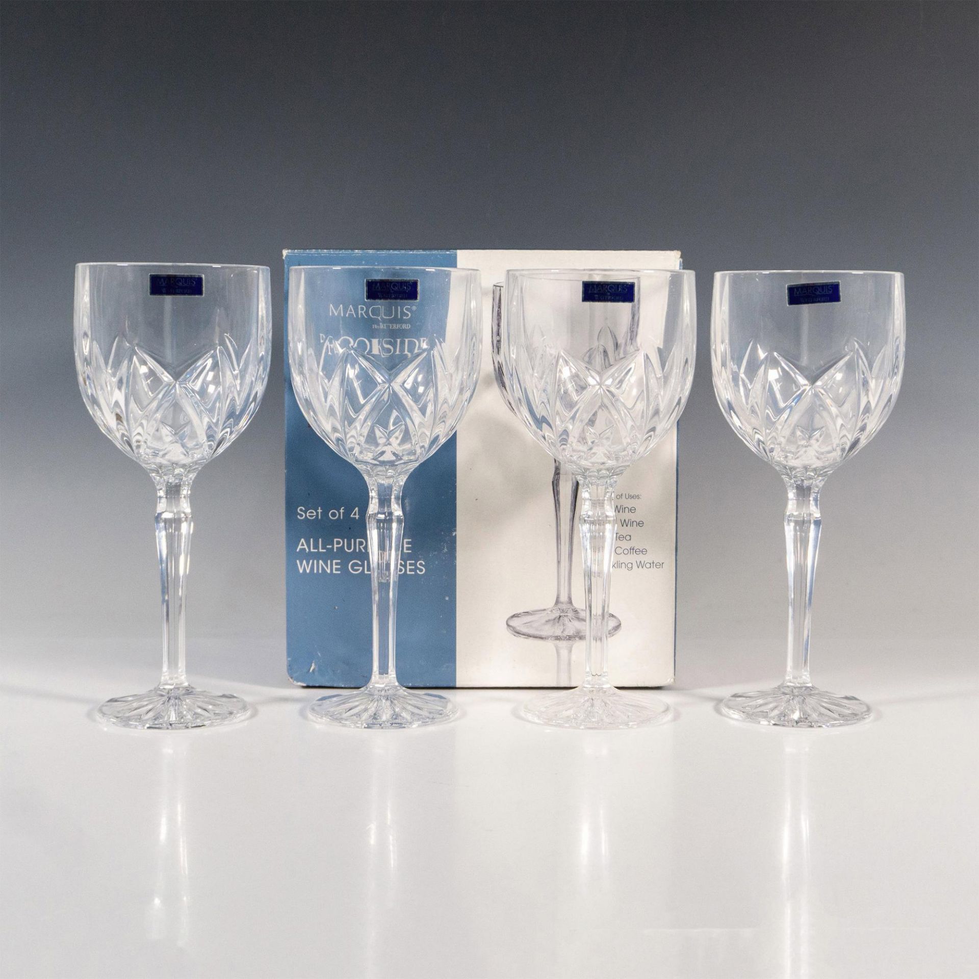 4pc Marquis by Waterford Wine Glasses, Brookside - Bild 2 aus 4