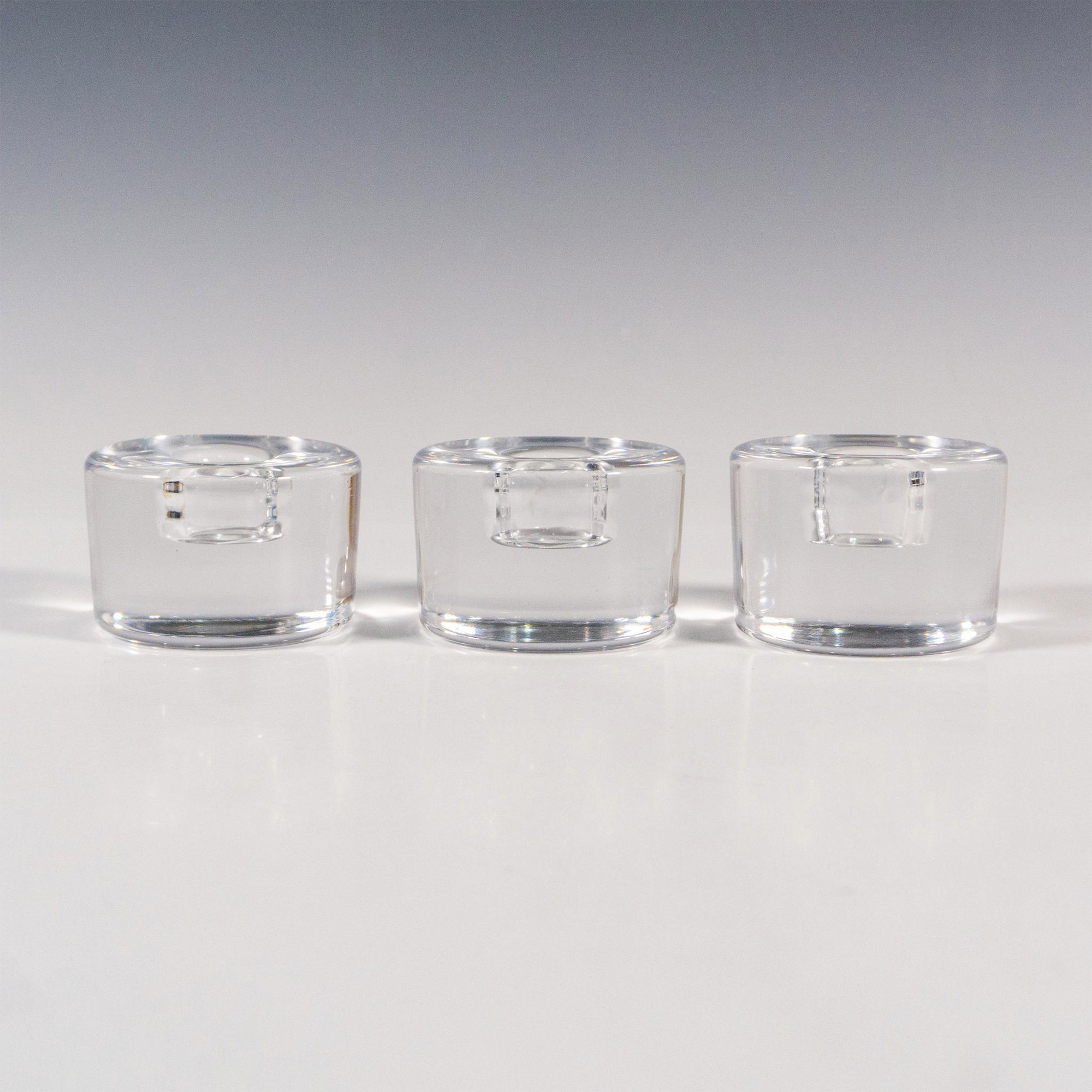 3pc Orrefors Crystal Candle Holders, Puck Votive