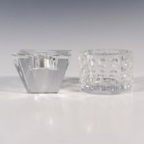 2pc Oleg Cassini Crystal Candle Holders, Bubble & Prism