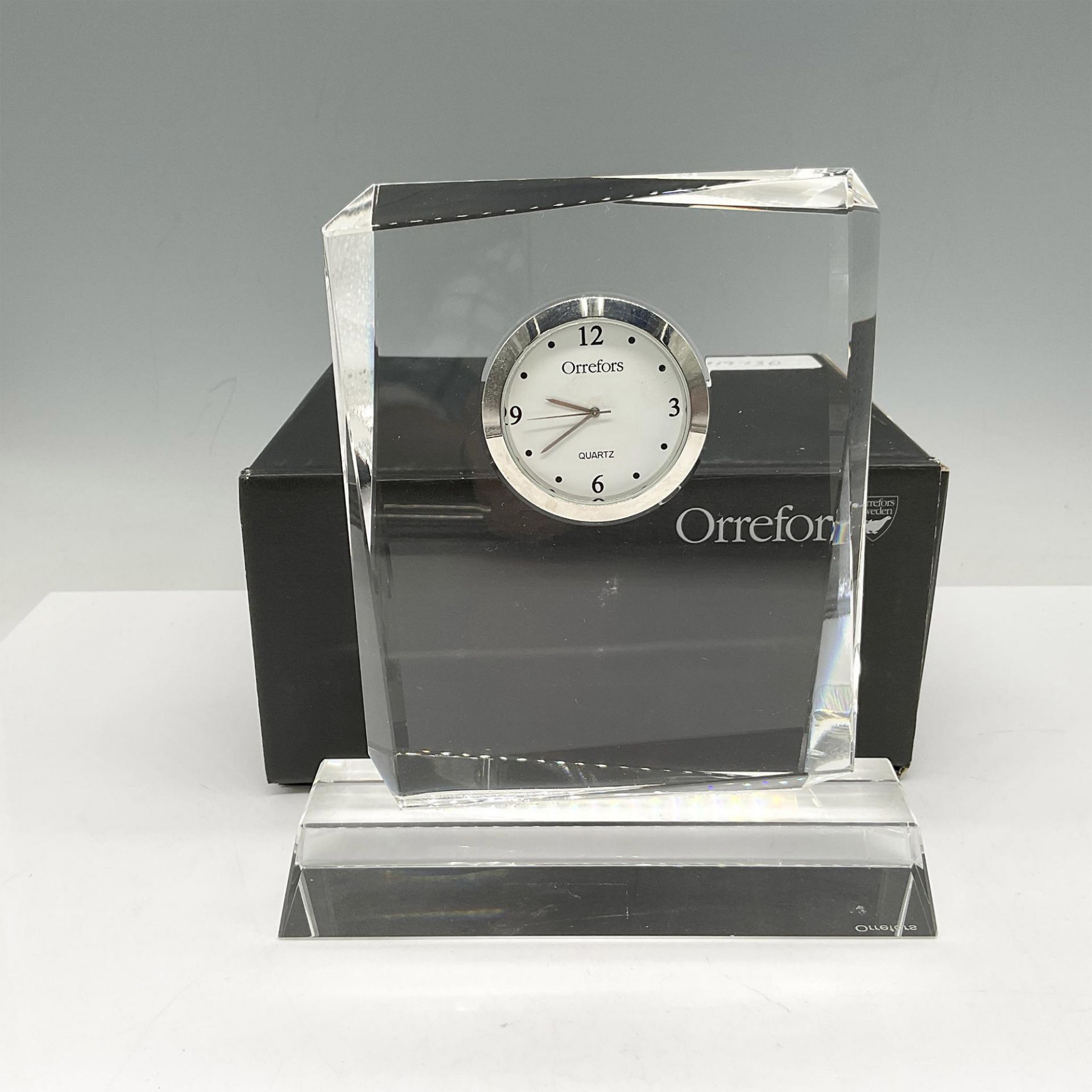 Orrefors Crystal Large Table-Desk Clock, Vision Series - Image 5 of 5