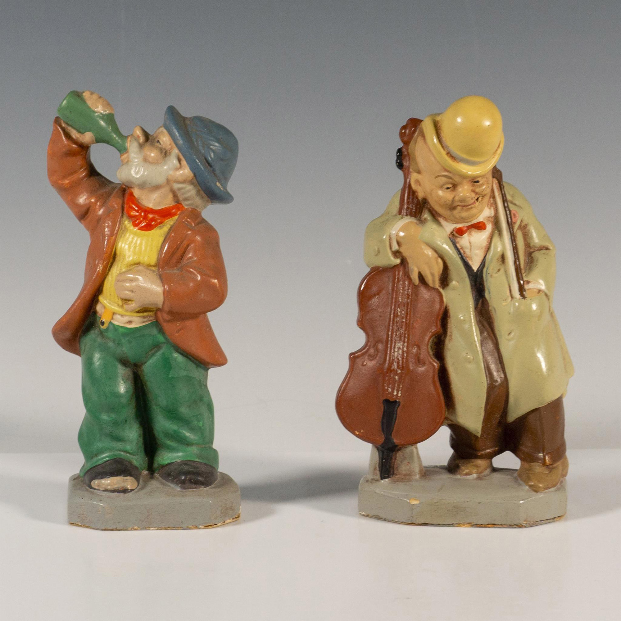 2pc Sonneberger Friedel Figurines, Drinker & Bass Player