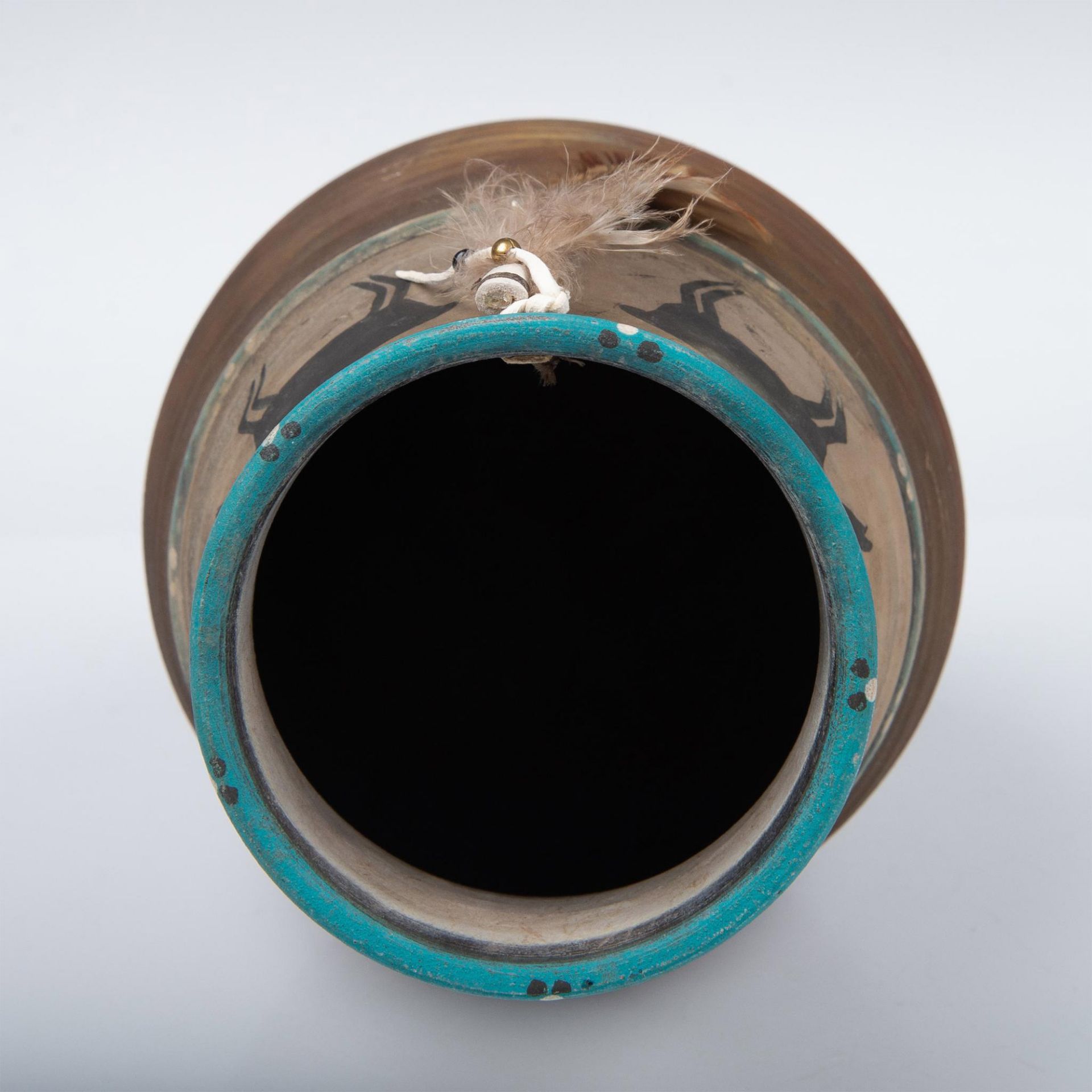 Native American Raku Fired Black Antelope Vase - Image 4 of 4