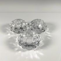 3pc Orrefors Crystal Candleholders, Hallon Raspberry