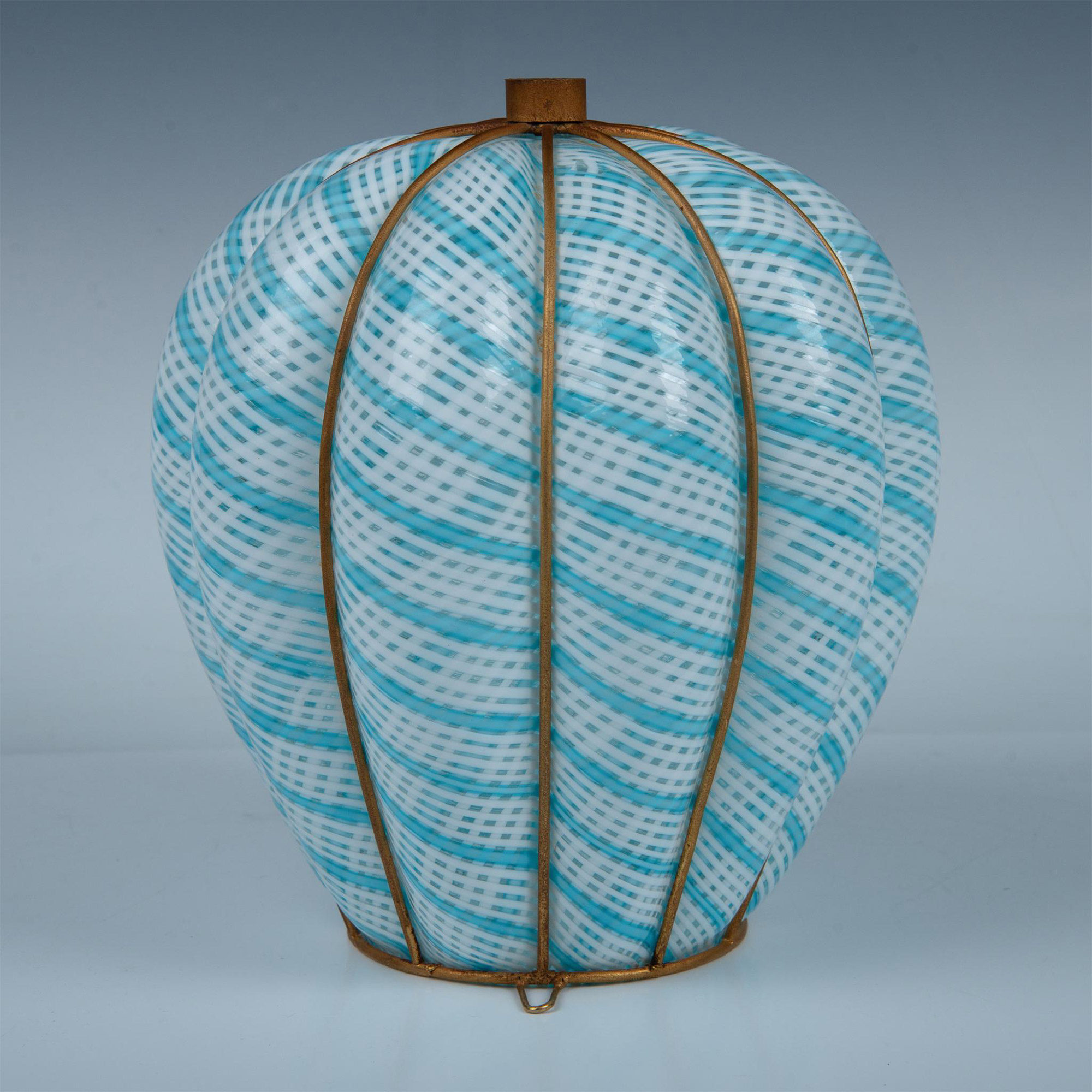 Mid Century Seguso Murano Latticino Caged Art Glass Shade - Image 2 of 4
