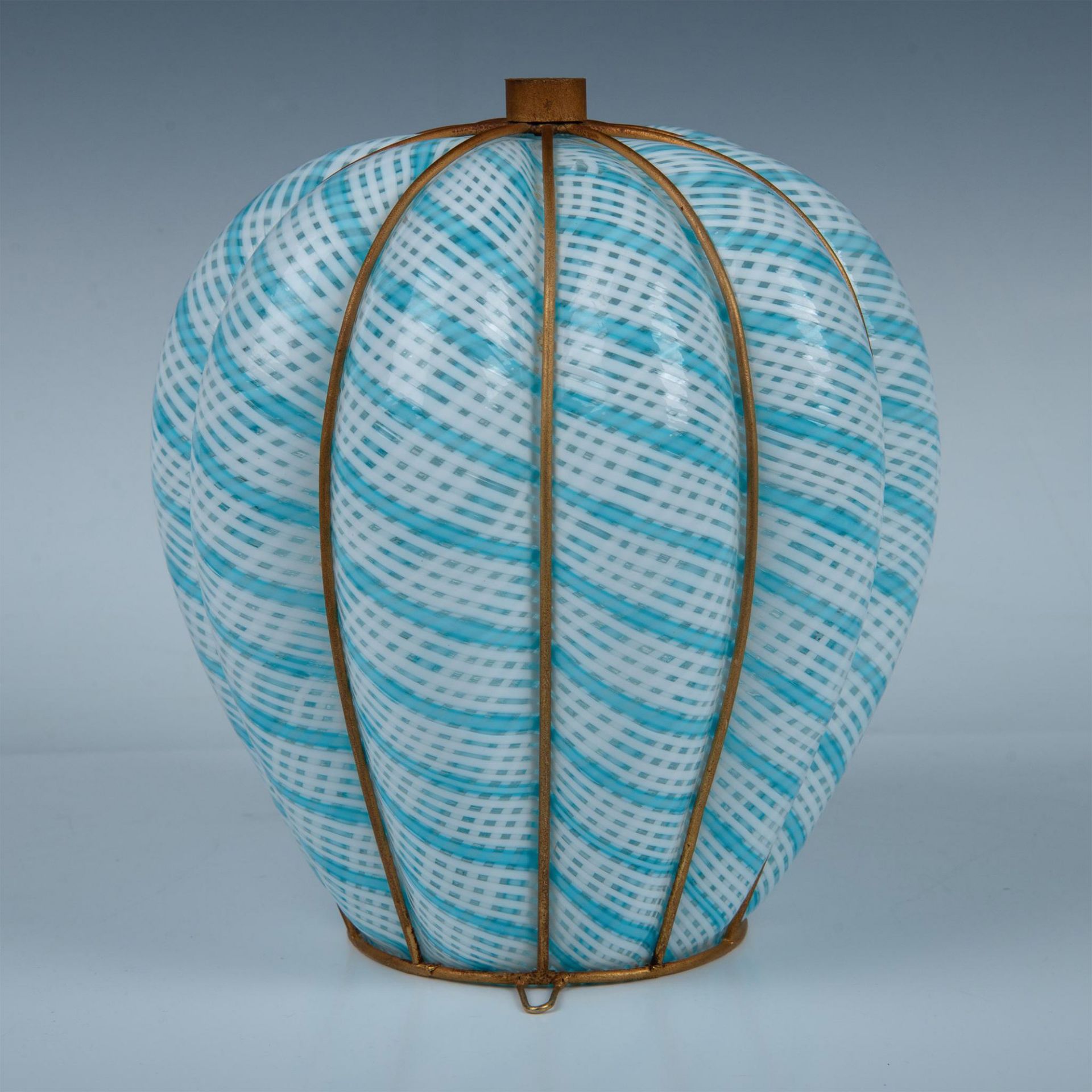 Mid Century Seguso Murano Latticino Caged Art Glass Shade - Image 2 of 4