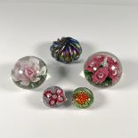 5pc Glass Orb Paperweights by Murano, Levay, and Zimmerman