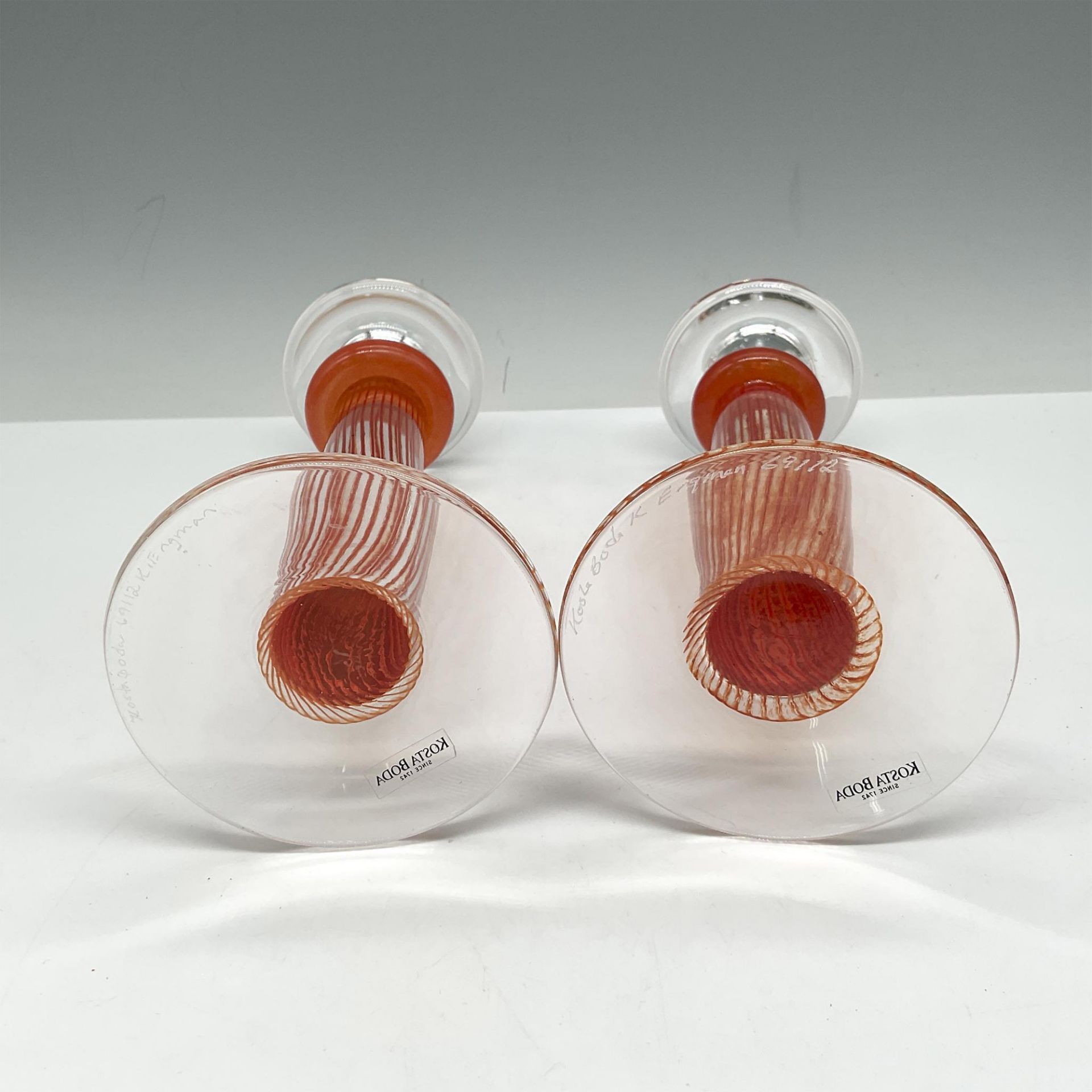 Pair of Kosta Boda Glass Candlestick Holders, Filipa Taper - Image 3 of 3