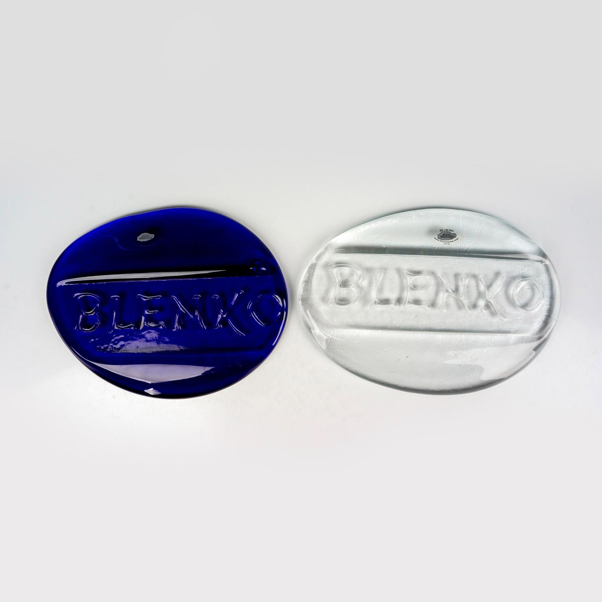 2pc Vintage Blenko Glass Plaques