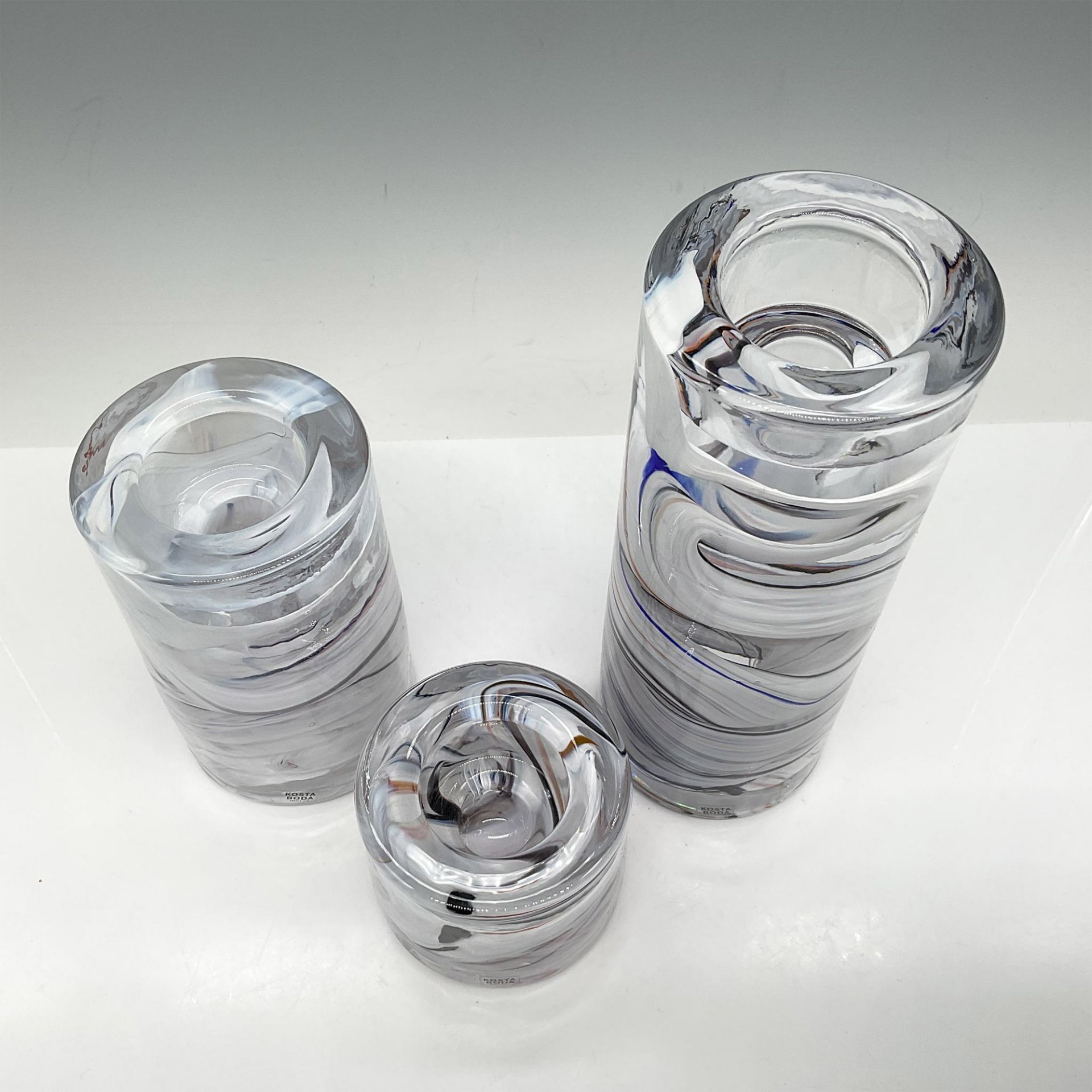 Kosta Boda Art Glass Candle Holders, Colonne Set of 3 - Image 2 of 4