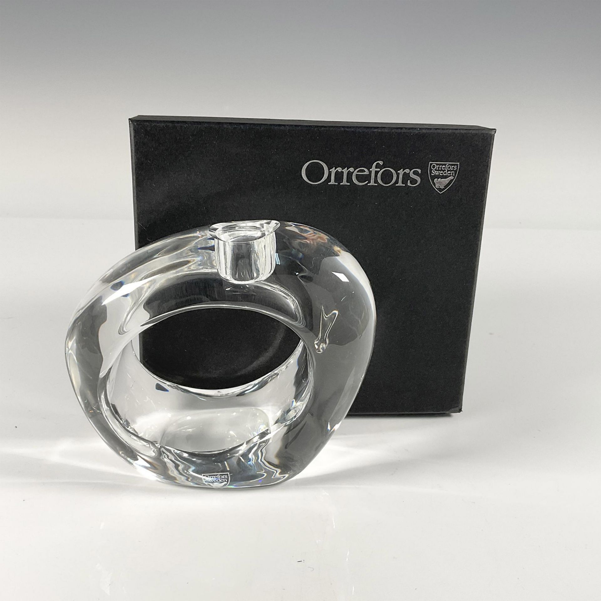 Orrefors Oval Crystal Candleholder, Avlang - Image 4 of 4