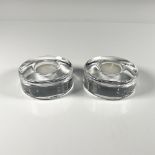 2pc Orrefors Crystal Candleholders, Puck