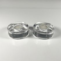 2pc Orrefors Crystal Candleholders, Puck