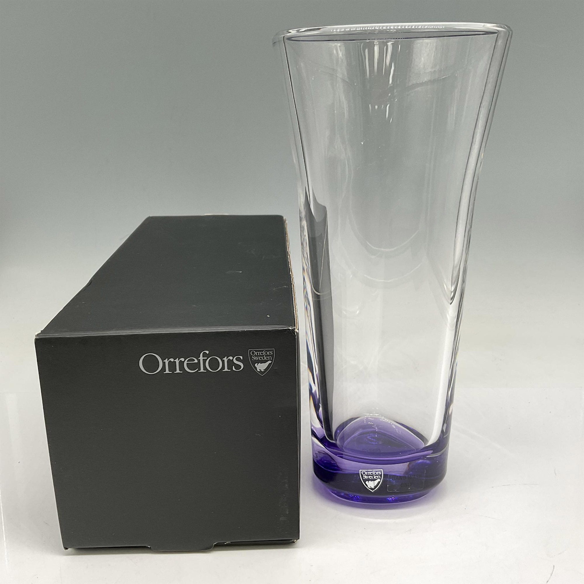 Orrefors Crystal Tre Vase 9.5", Violet - Image 4 of 4