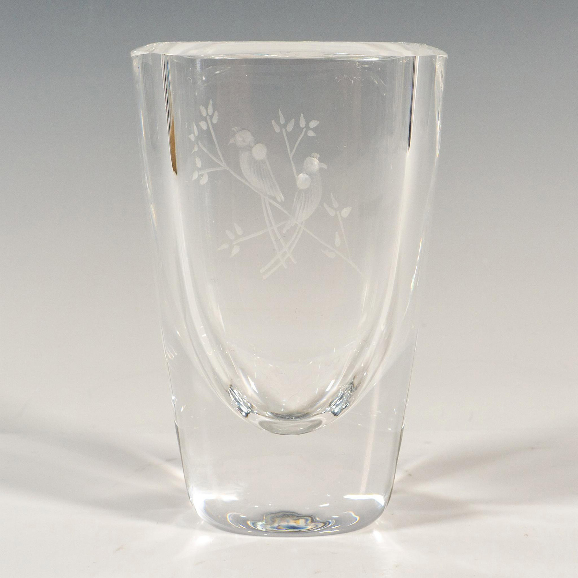 Orrefors Glass Etched Bird Vase - Image 2 of 3