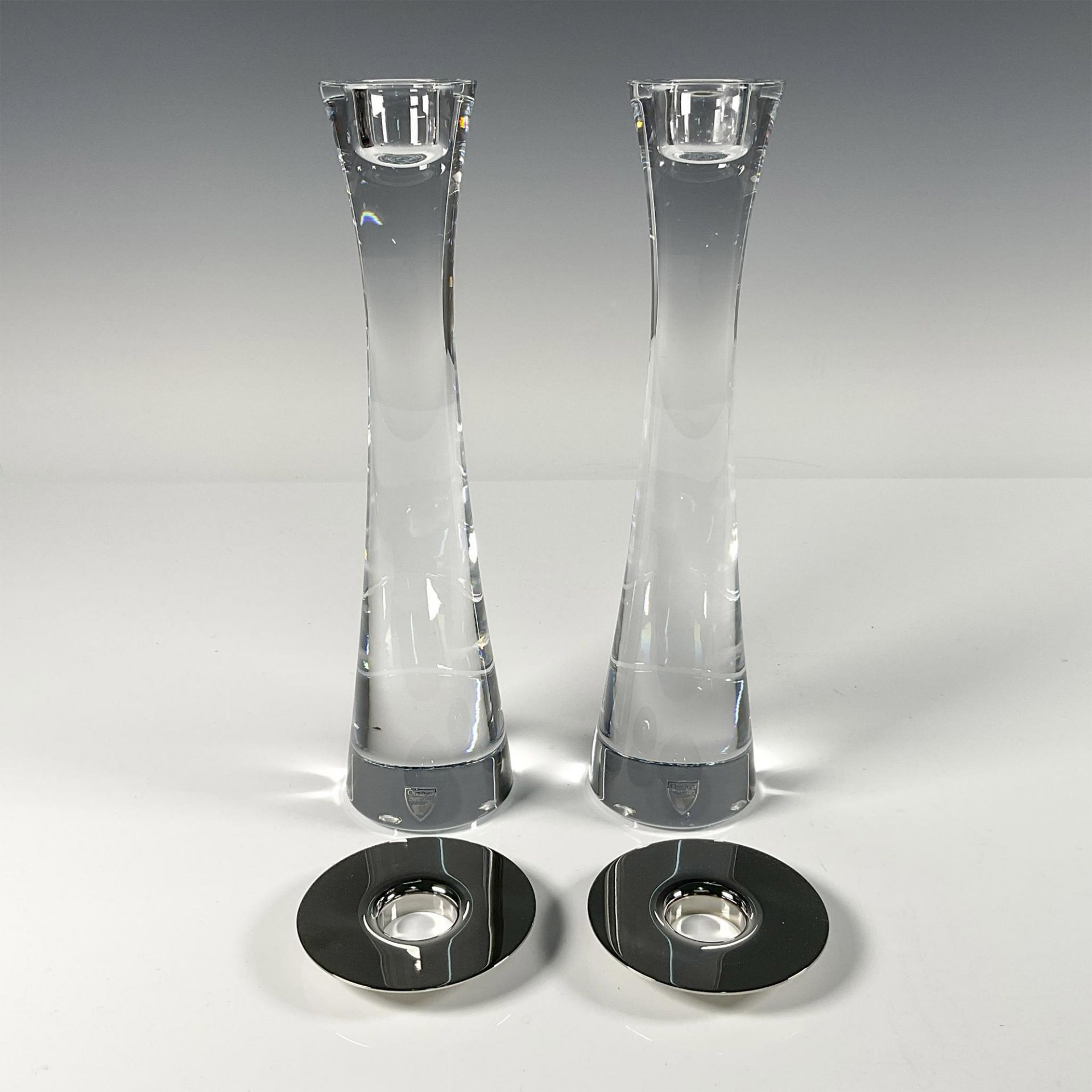 Pair of Orrefors Crystal Candleholders, Houston Candlest - Bild 2 aus 4