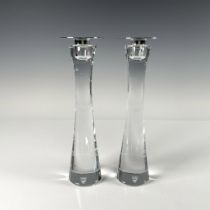 Pair of Orrefors Crystal Candleholders, Houston Candlest